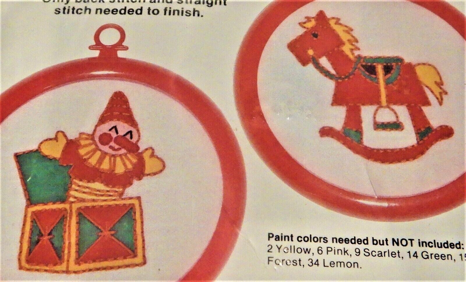 Tint' N Stitch Ornaments #803 Jack n the Box & Rocking Horse 4" Ornament/Picture
