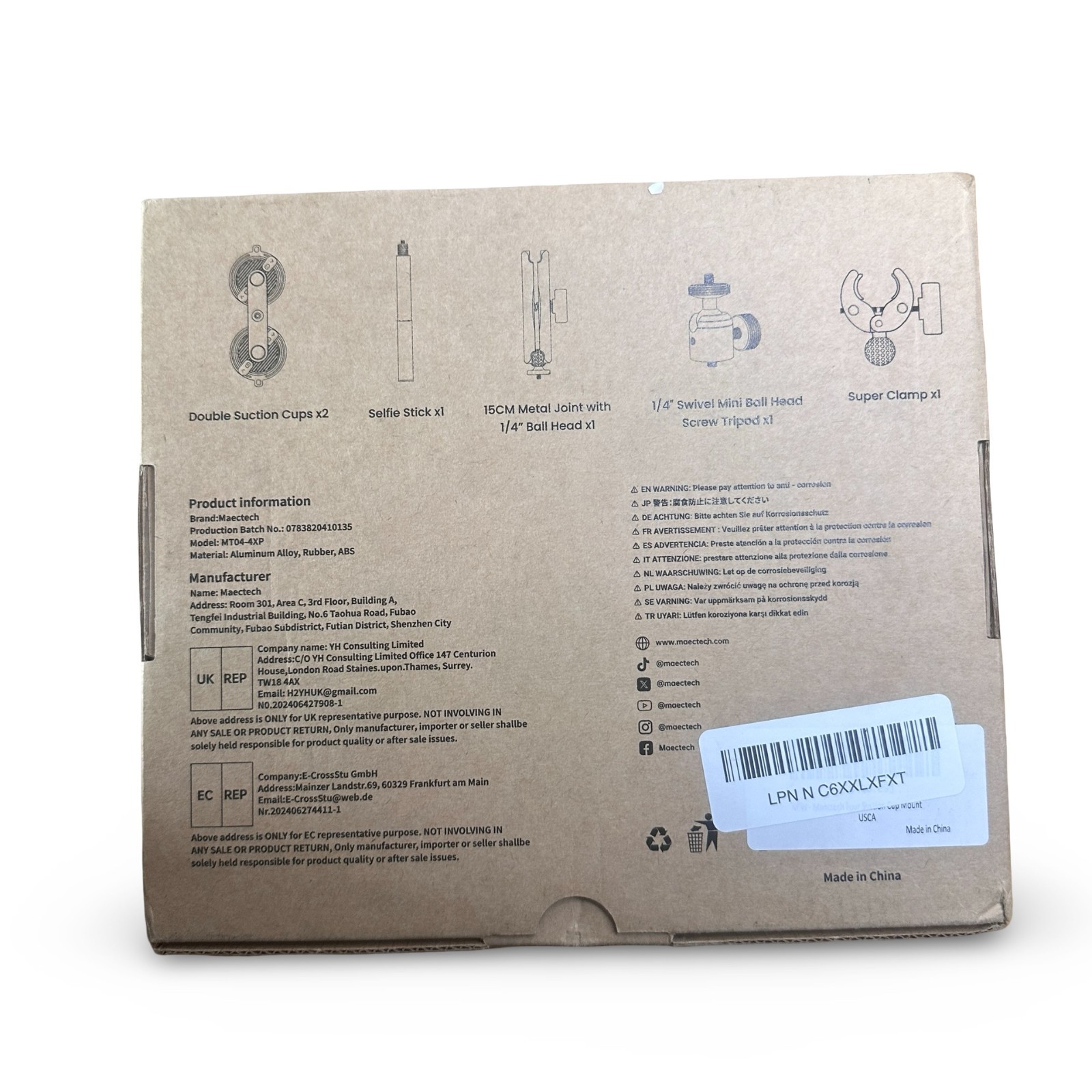 Maectech Four Suction Cup Car Mount Camera Rig Stabilizer New Open Box