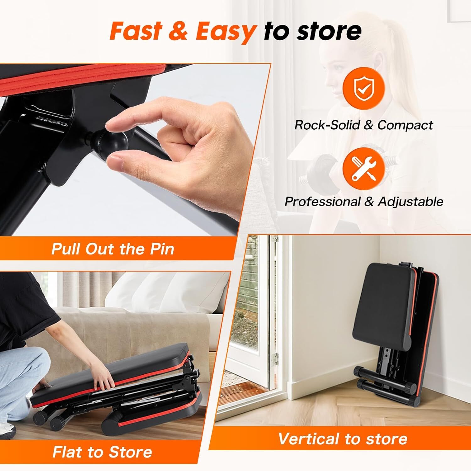 Compact and Versatile Folding Exercise Bench Perfect for Home Gyms