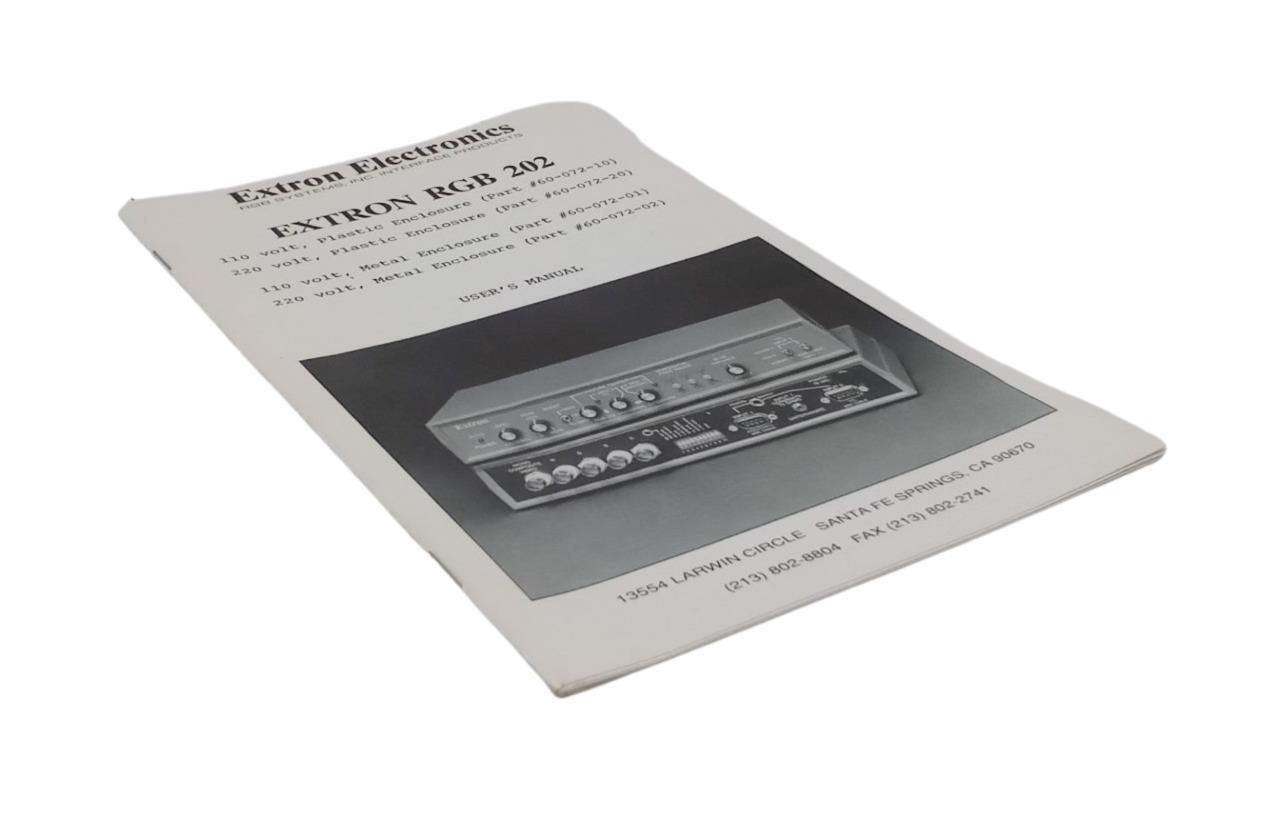 Extron RGB 202 Universal Video Interface User's Manual