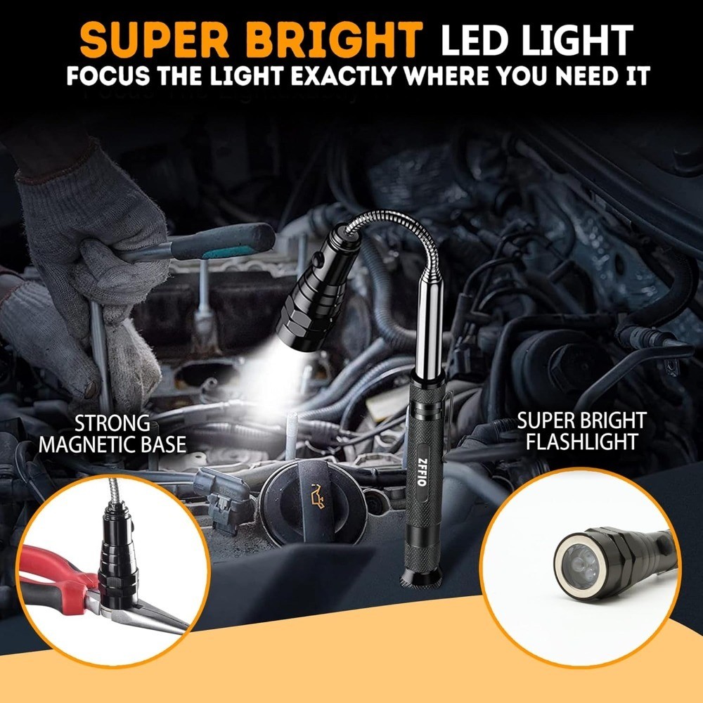 Magnetic Pickup Tool with LED Flashlight Christmas Stocking Stuffers for Men Dad