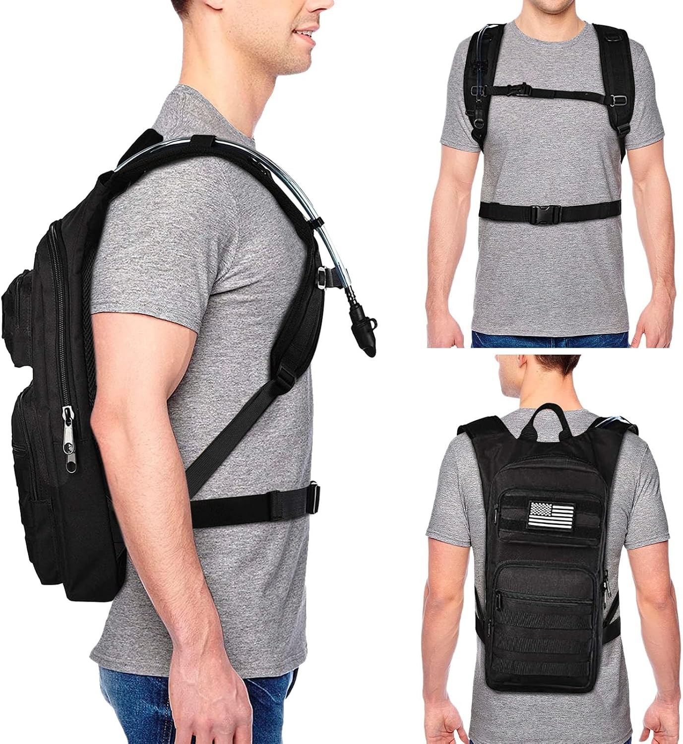 Hydration Backpack with 3L TPU Water Bladder, Tactical Molle Water Backpack NEW