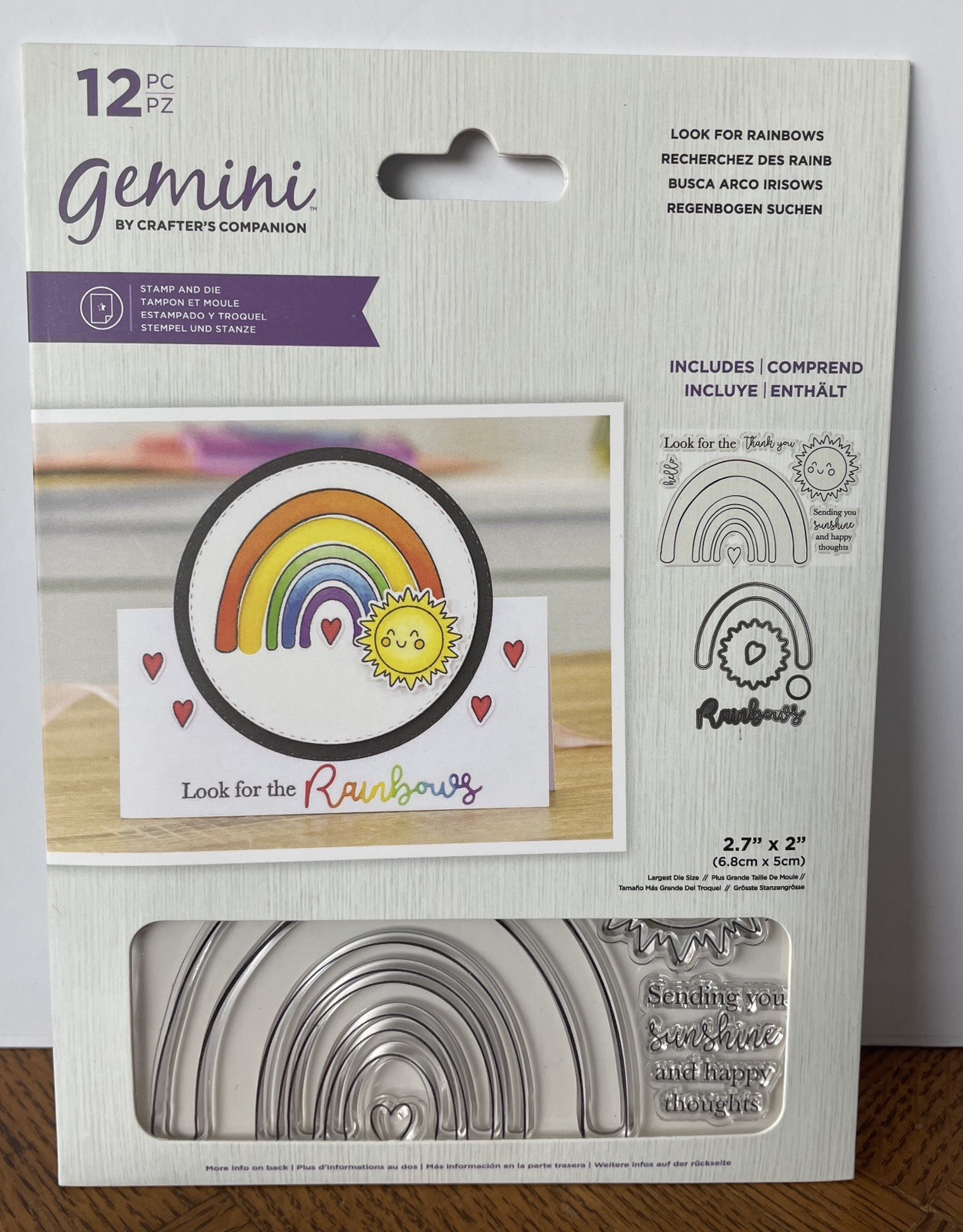 “Look For Rainbows” Penny Slider Stamp & Die Set by Crafters Companion (12 Pcs)