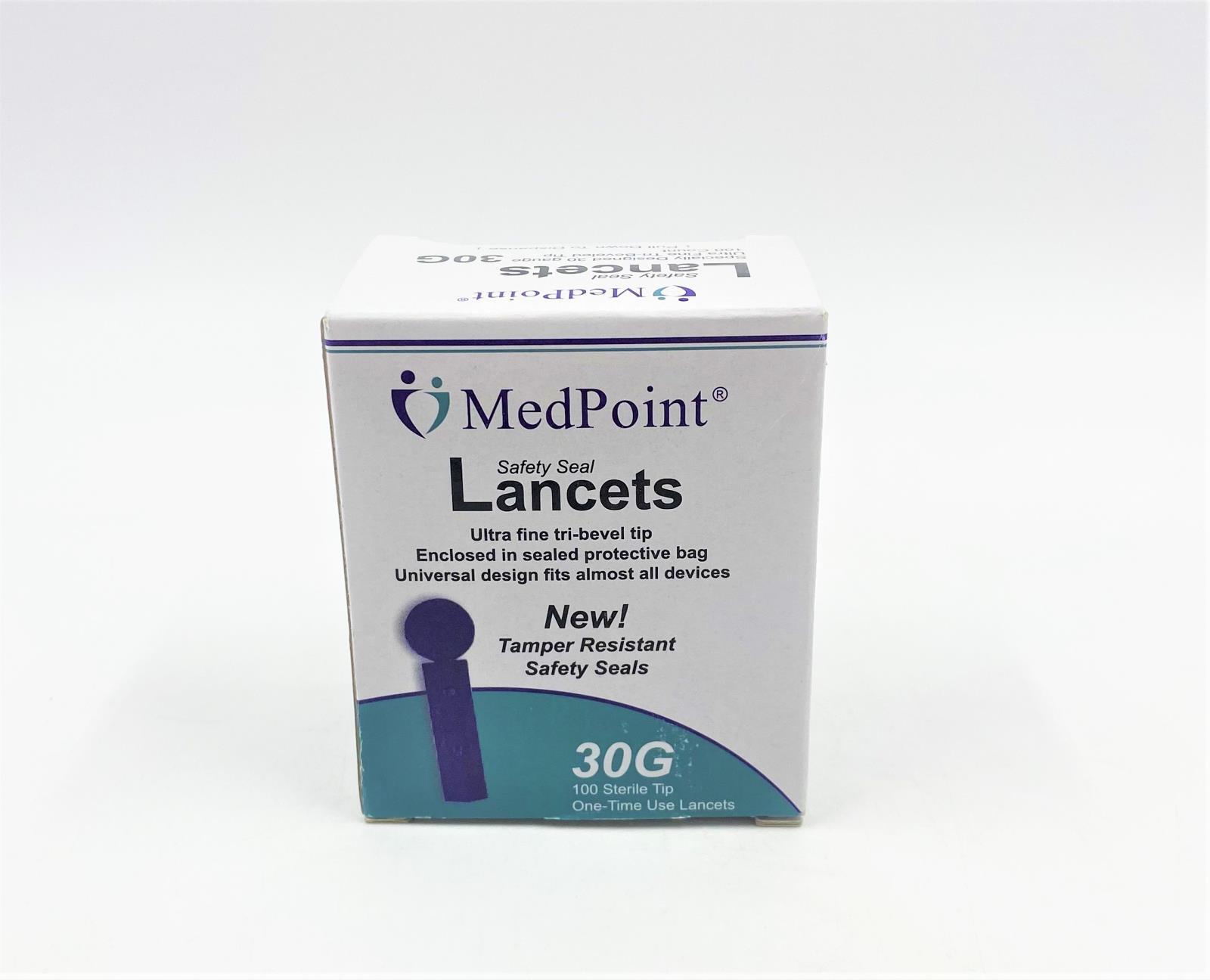 Med Point Safety Seal Lancets 30g 100 Sterile Tip One Time Use Lancets
