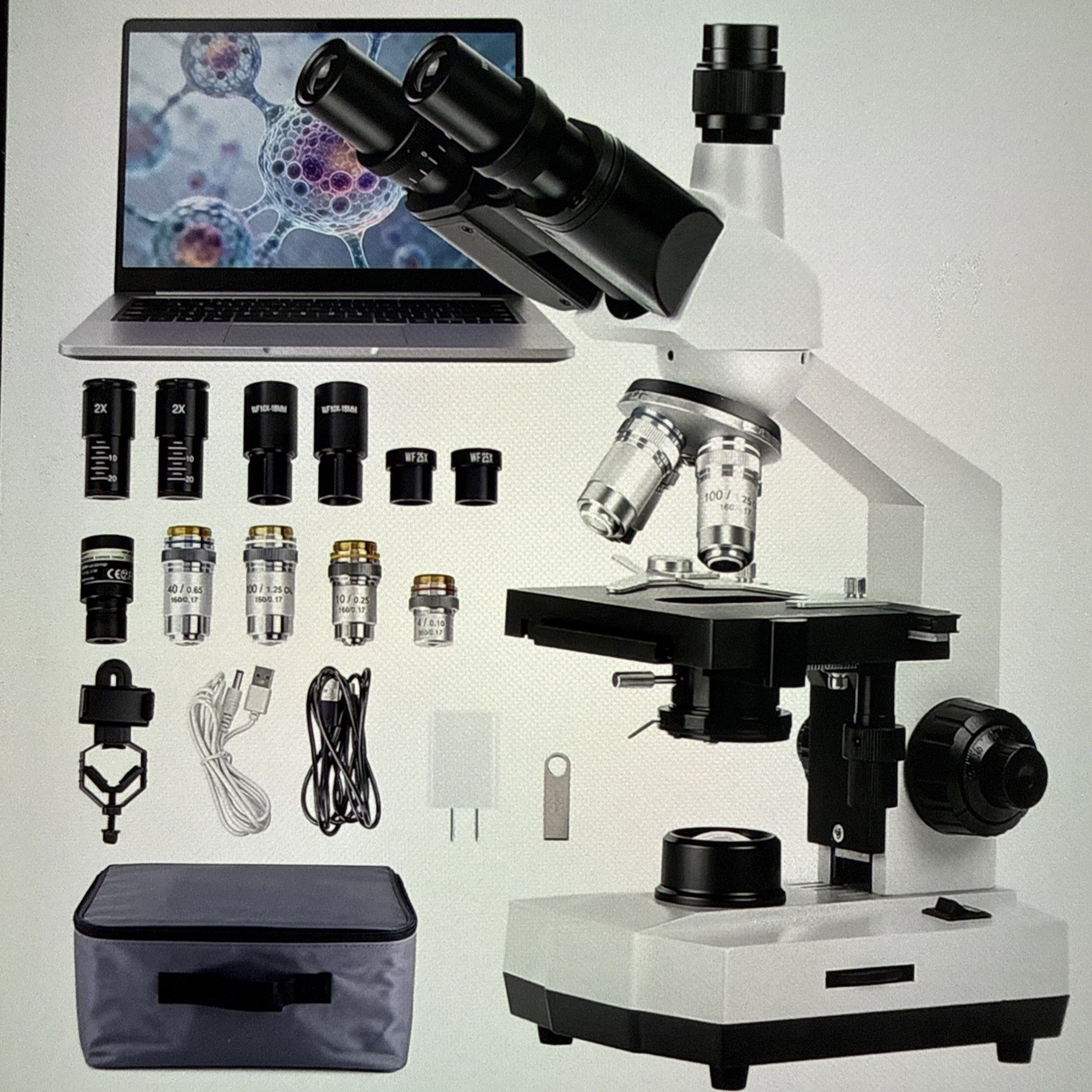 SWIFT SW320T Trinocular Microscope 40X-5000X Metal Body w/ Camera & Case NEW