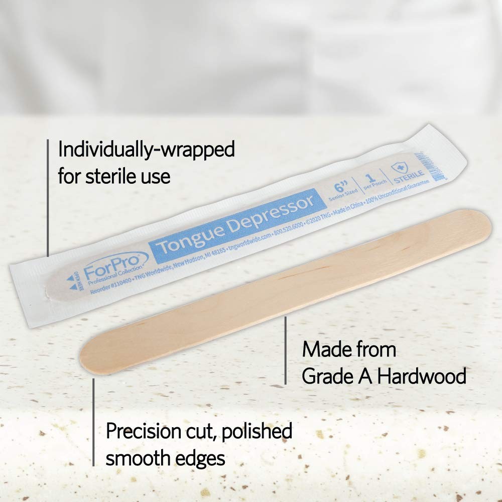 6" Sterile Tongue Depressors 100 Count