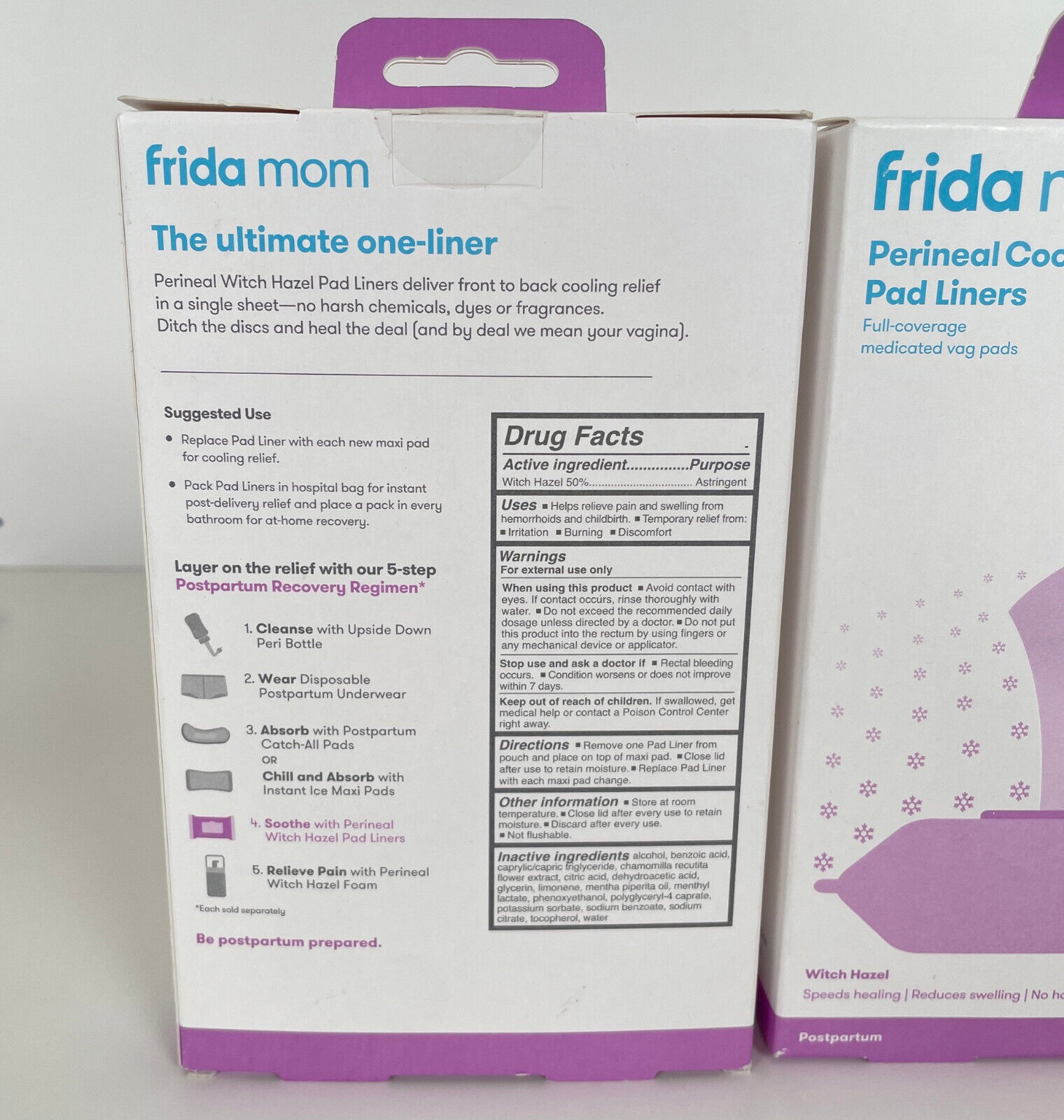 Frida Mom Perineal Cooling Pad Liners Witch Hazel Postpartum Heal 24 Count Box