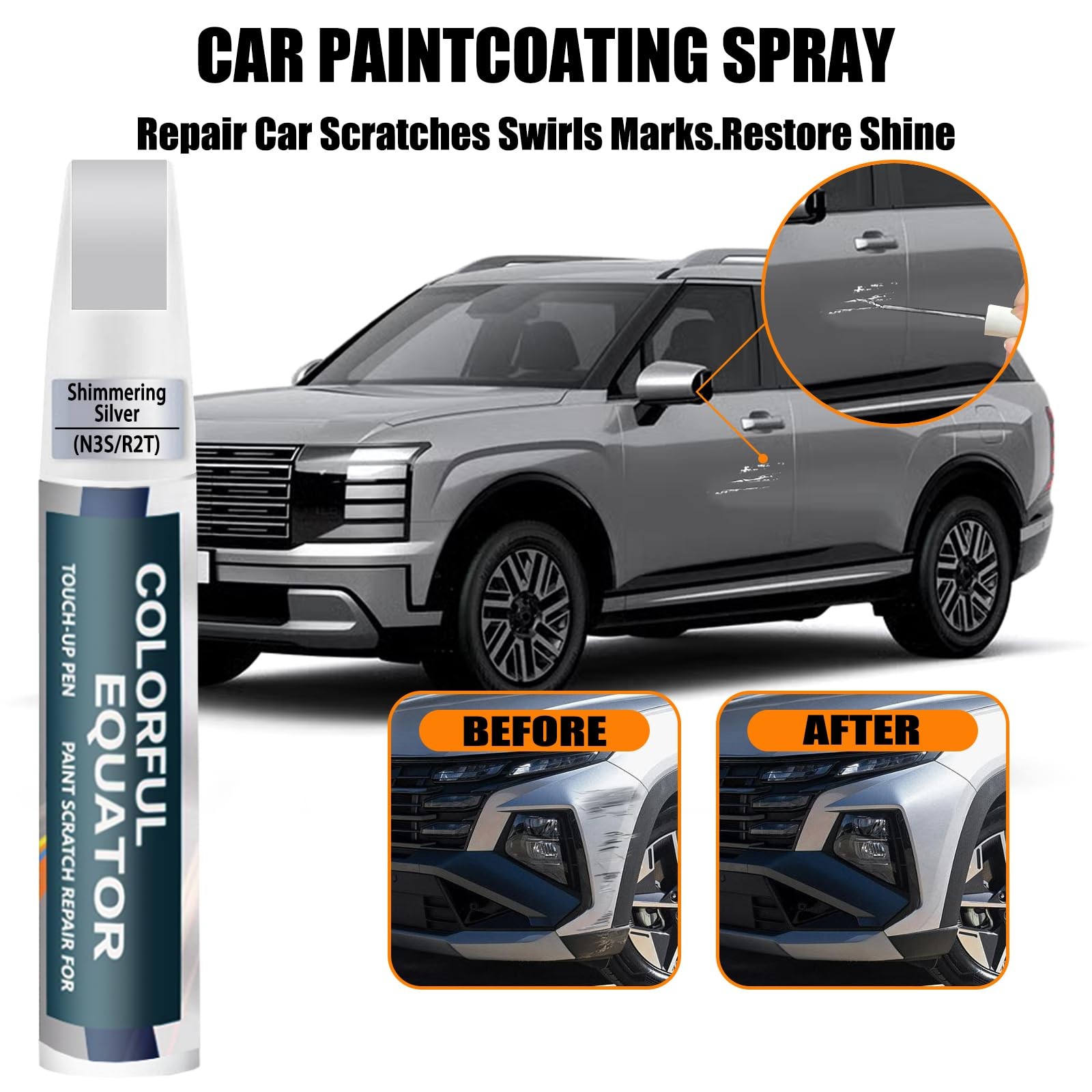 Shimmering Silver TouchUp Paint Pen for Hyundai Scratch Repair Solution