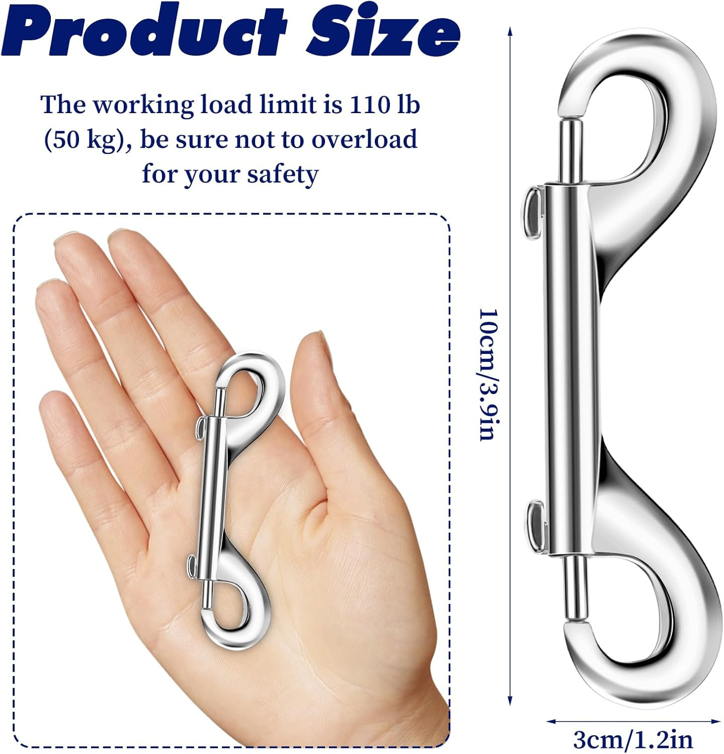 15Pack Double Ended Snaps, 4 Inch Heavy Duty Double Sided Snap Hook Clips, Zinc