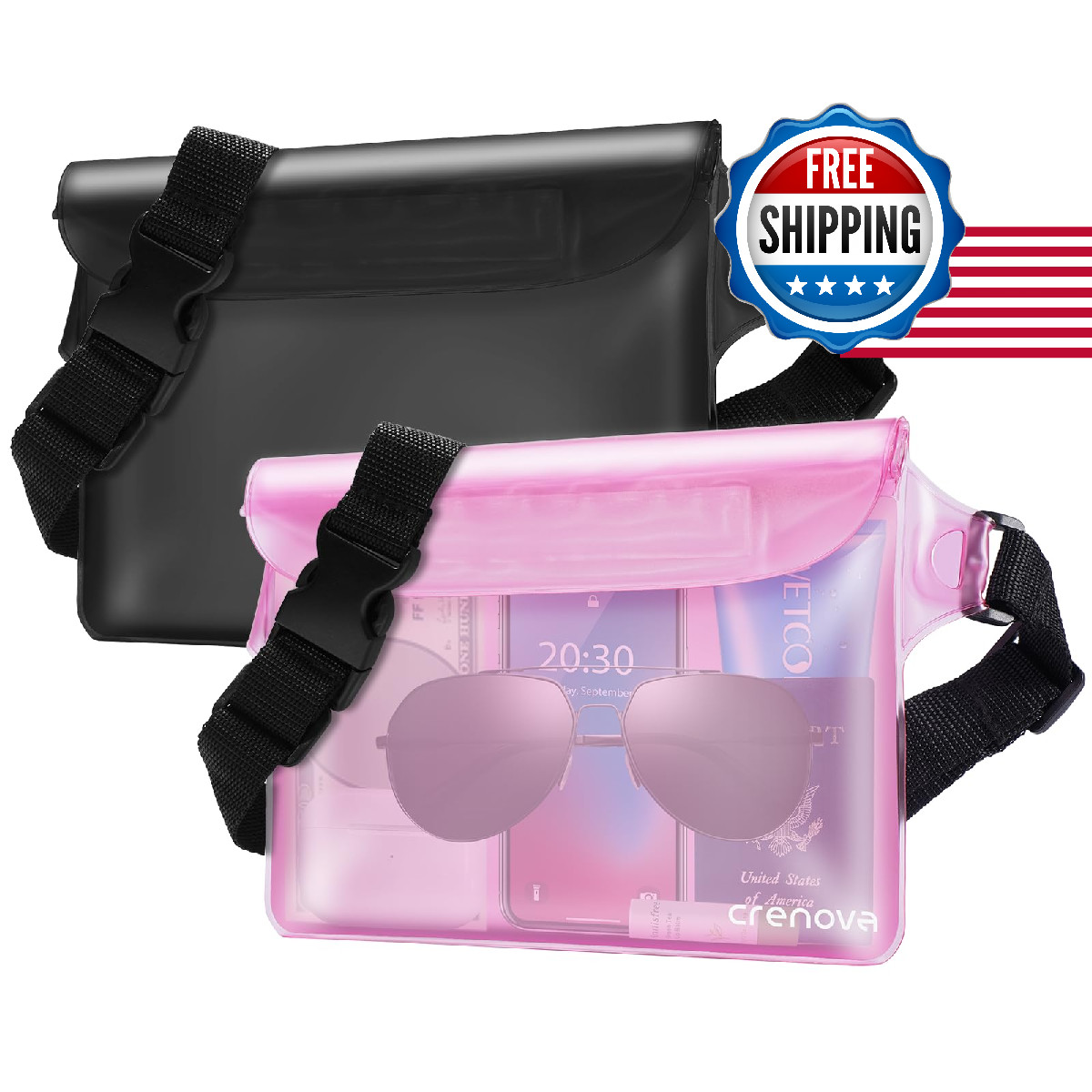 Waterproof Fanny Pack for Women, Waterproof Pouch for Phone Passport Purse, Beac