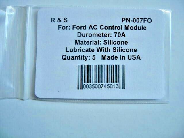 5 Ford Electronic AC Control Module O-Rings / R&S 007FO / Silicone Material