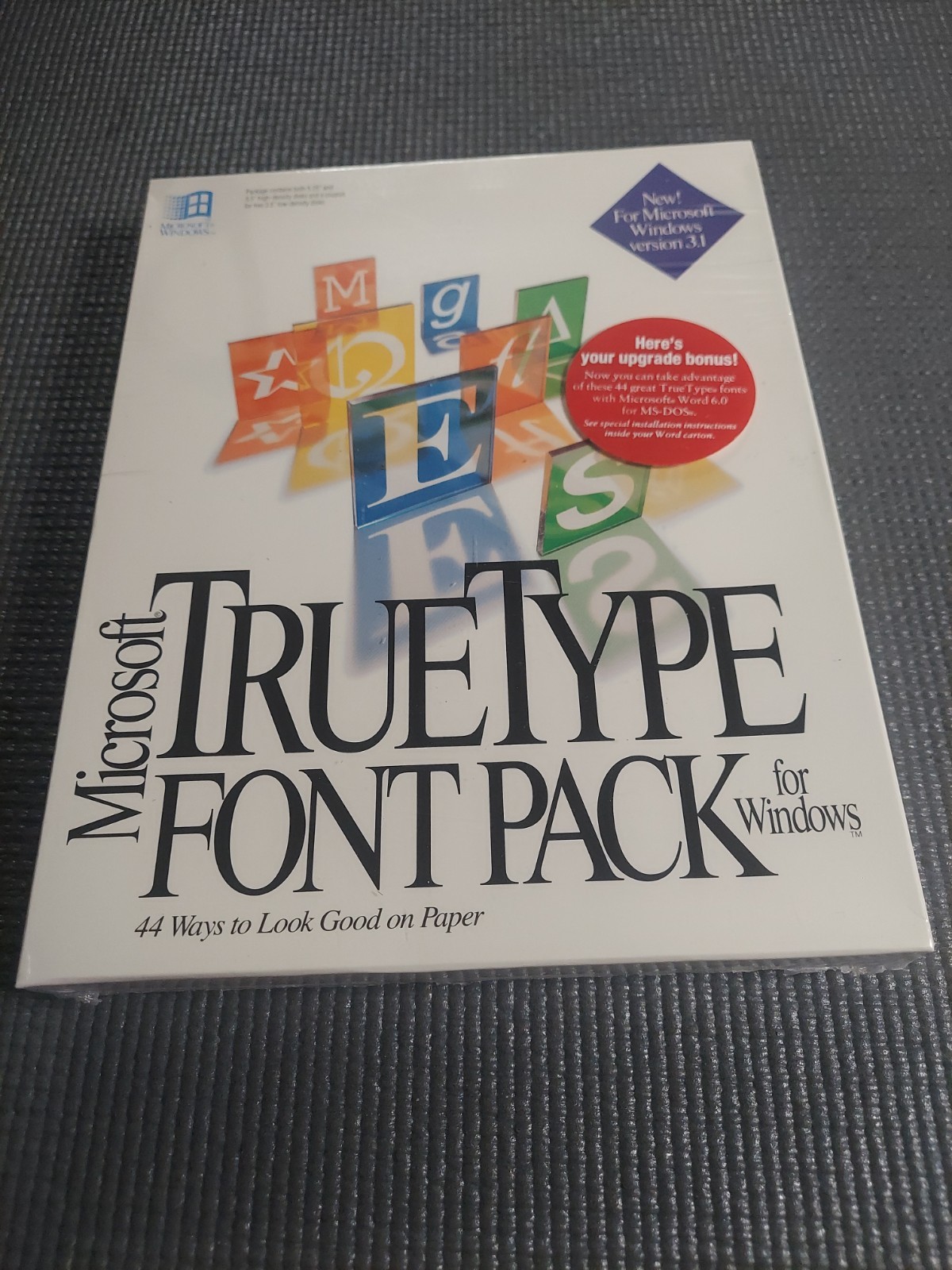 Microsoft TrueType Font Pack for Windows 44 Fonts Sealed New