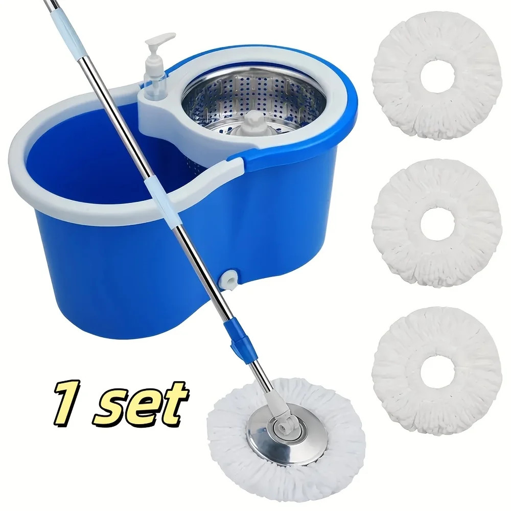 Mop and Bucket with Wringer Kit, 360 Degree Swivel Mop and Bucket with 3 Heads