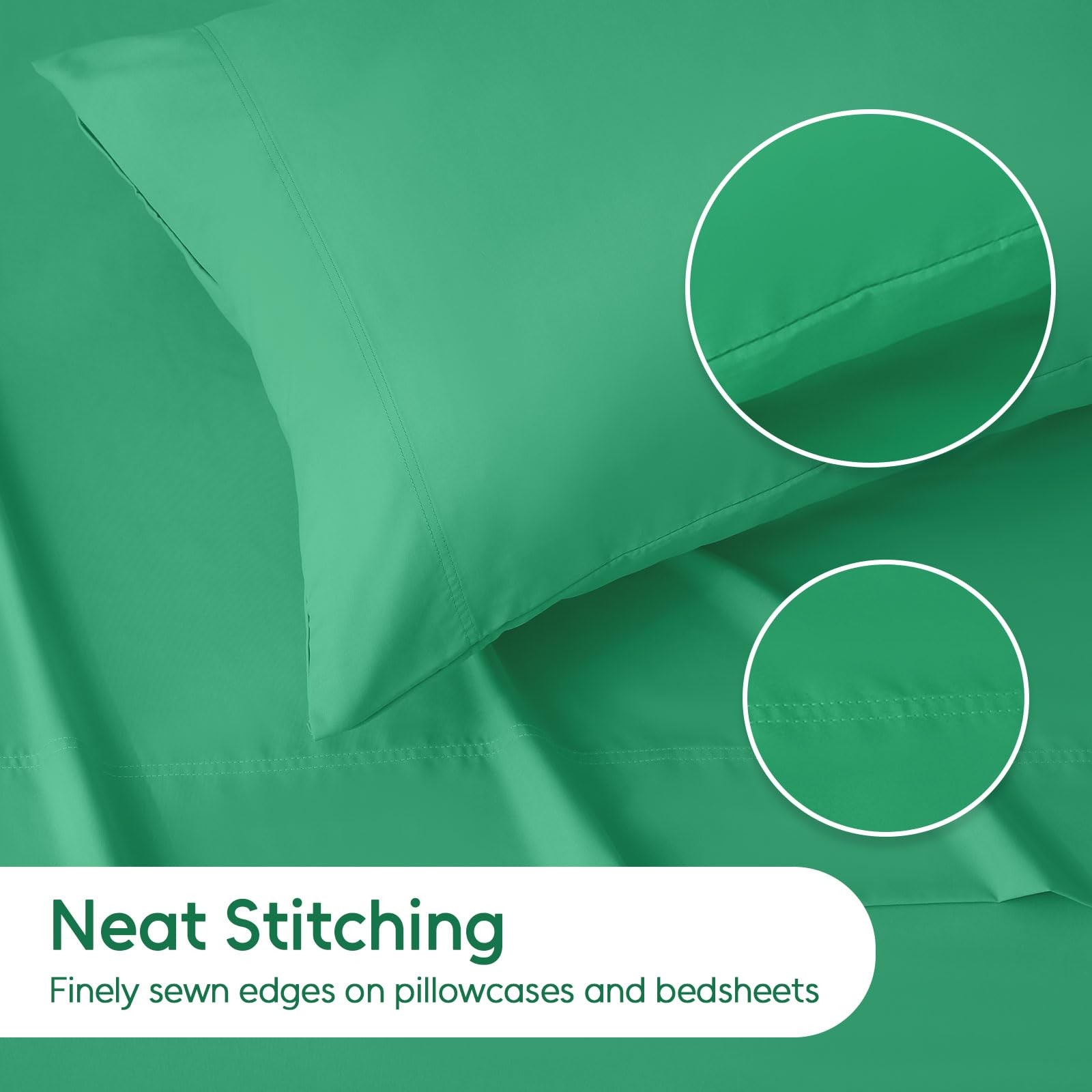 Full Sheet Set 4 Pieces Emerald Green Soft Microfiber 1600 Thread 14-16 Inch
