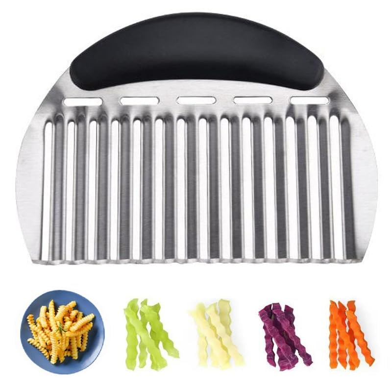 Heavy Duty Stainless Steel Large Crinkle Cutter Wavy Chopper French Fry Slicer