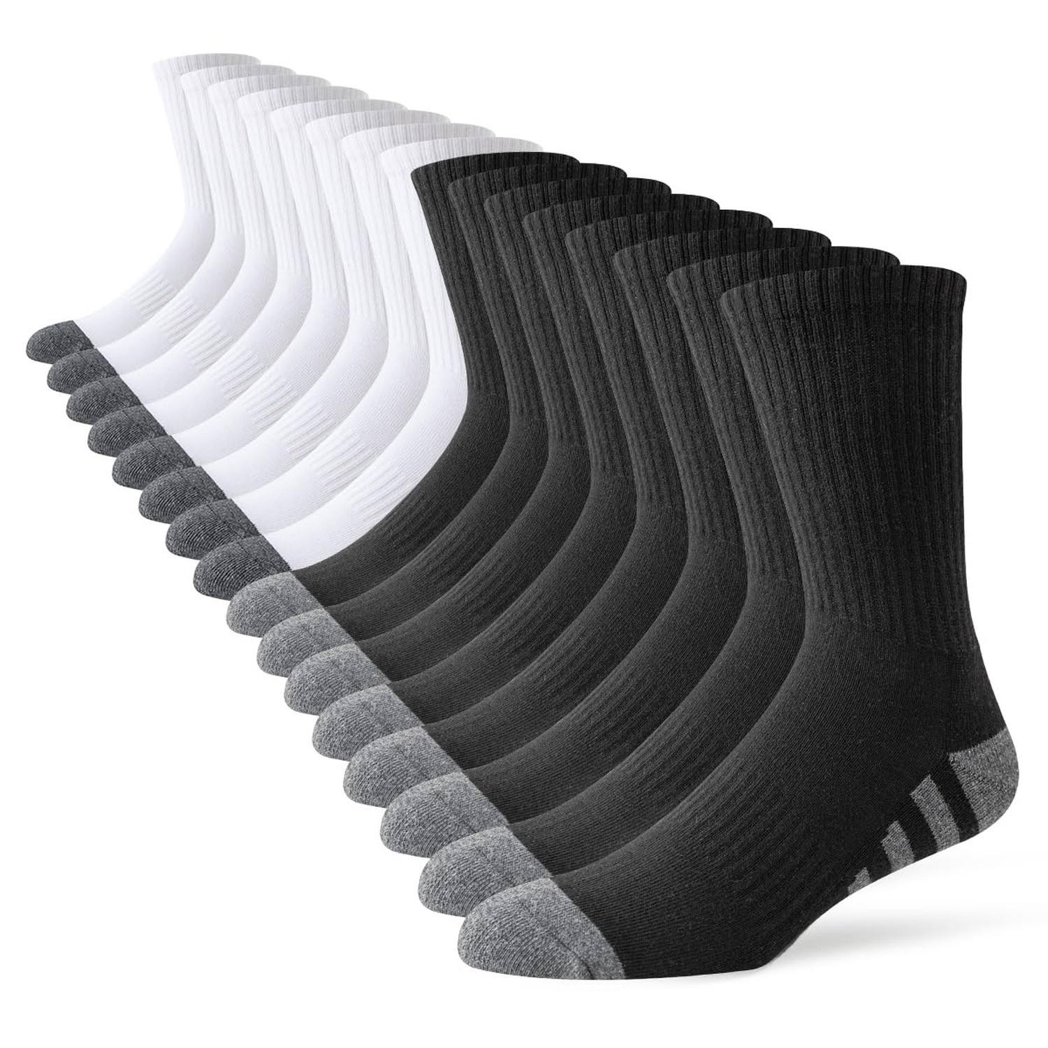 JOYNÉE 8 Pairs Mens Crew Work Cushion Socks Long Athletic Running Socks Wor