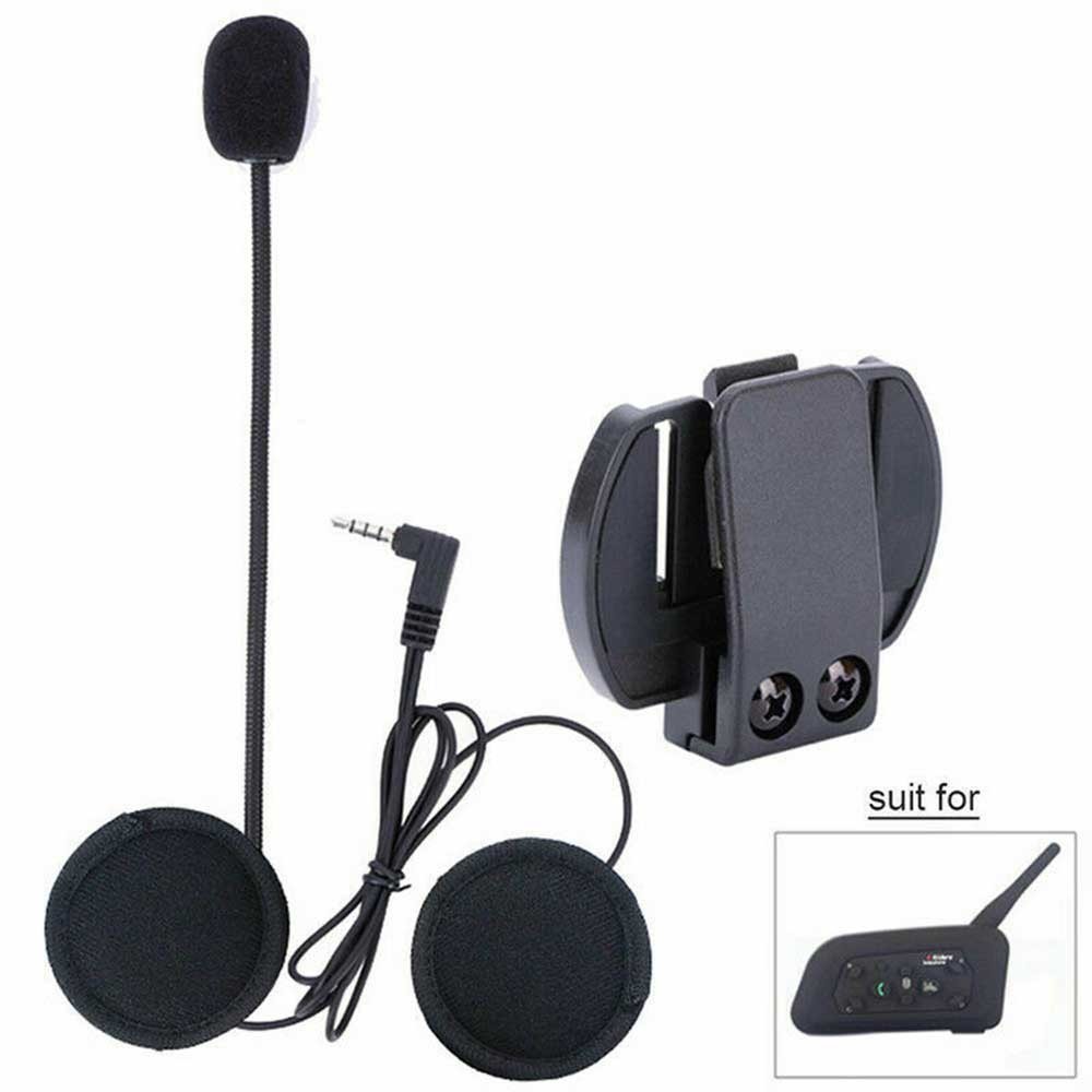 Intercom Helmet Headset Accessory Set with Mic/Speaker Cable and Clips
