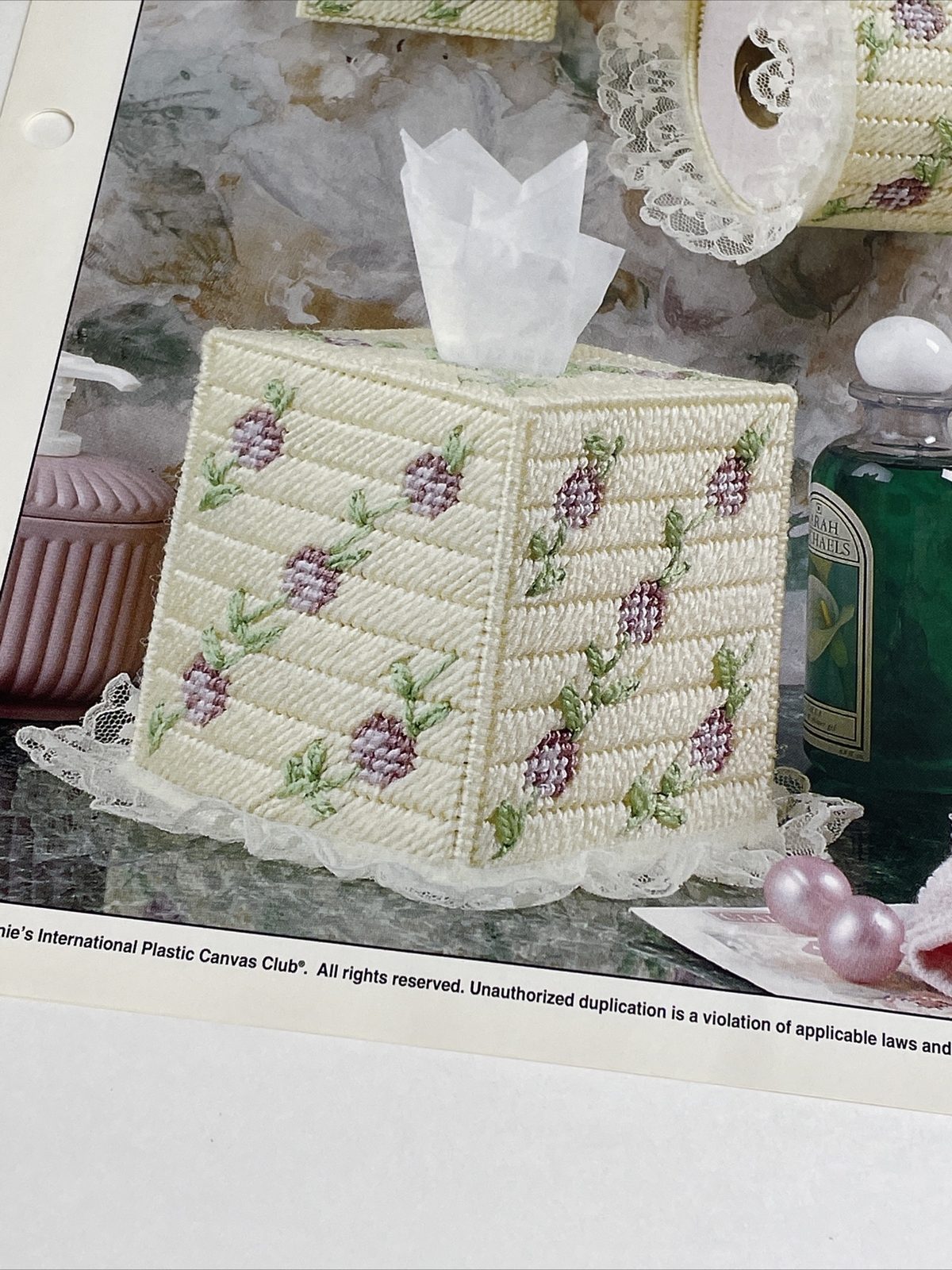 Floral Bath Set Tissue Box Switch Cover Annie's Plastic Canvas Pattern