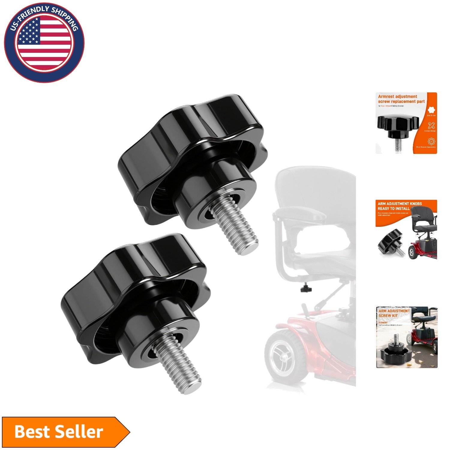 Lightweight Replacement Arm Adjustment Knobs for Mobility Scooter Comfort