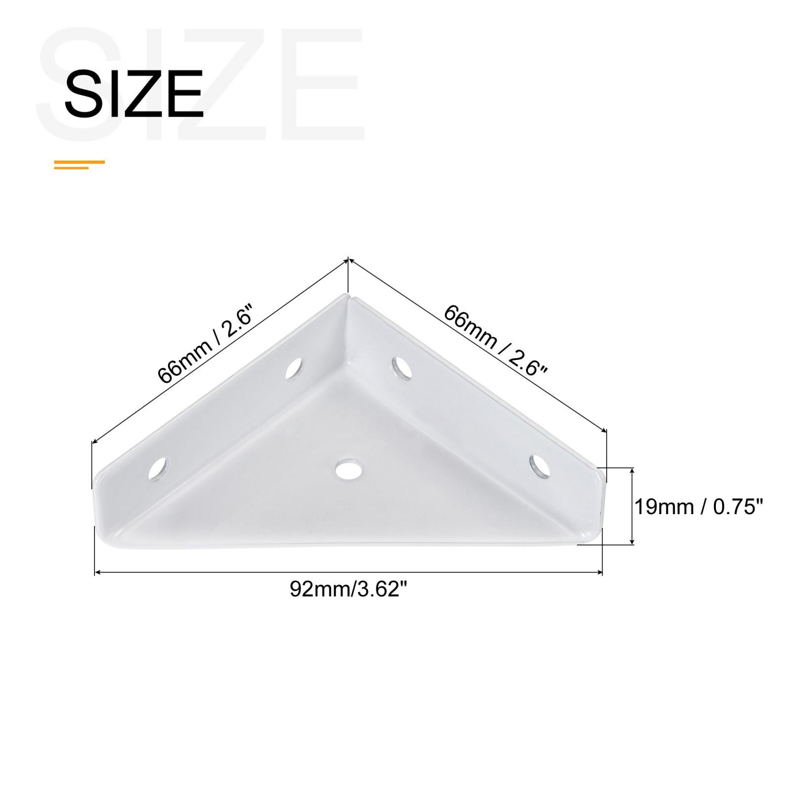 2Pcs Angle Corner Brackets 66mm x 66mm Joining Support for Desk Bed Edge White