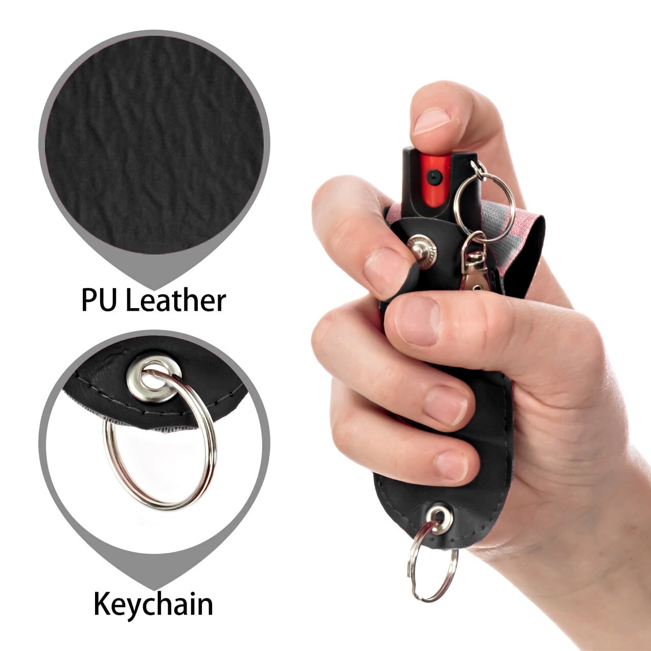 BURN Pepper Spray 1/2oz Self Defense Keychain Security Holster Black