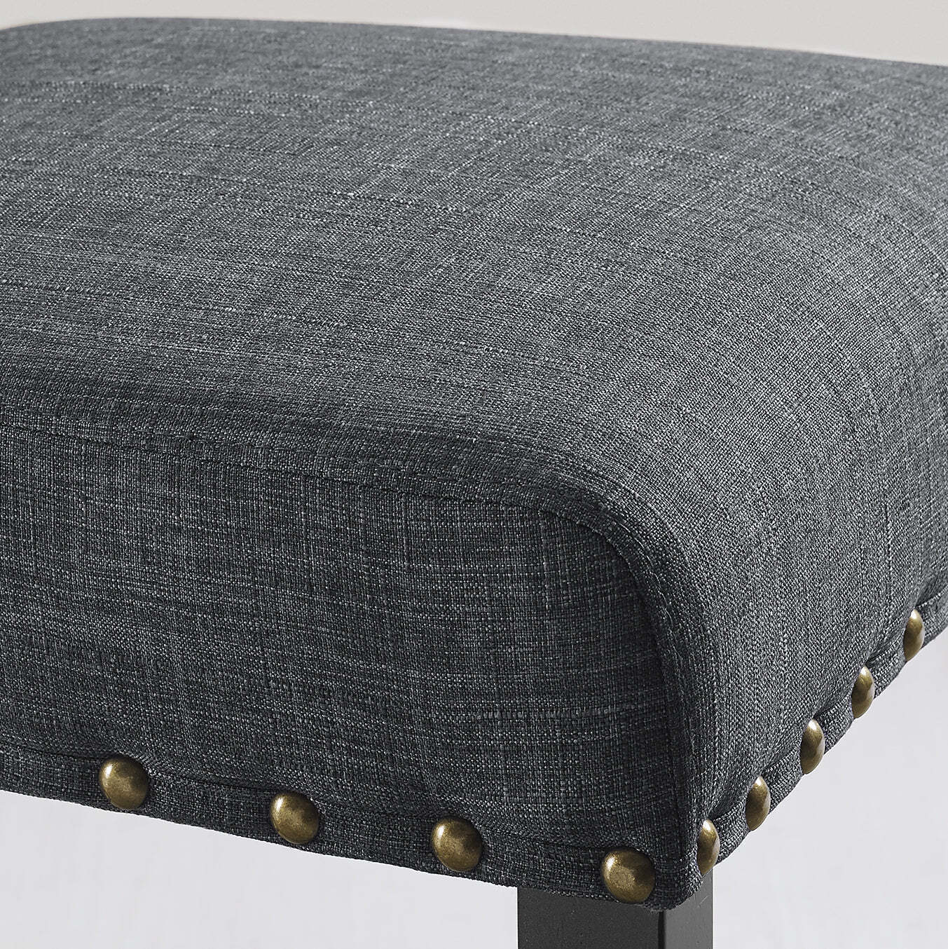 Biony Gray Fabric Bar Stools with Nailhead Trim, Set of 2