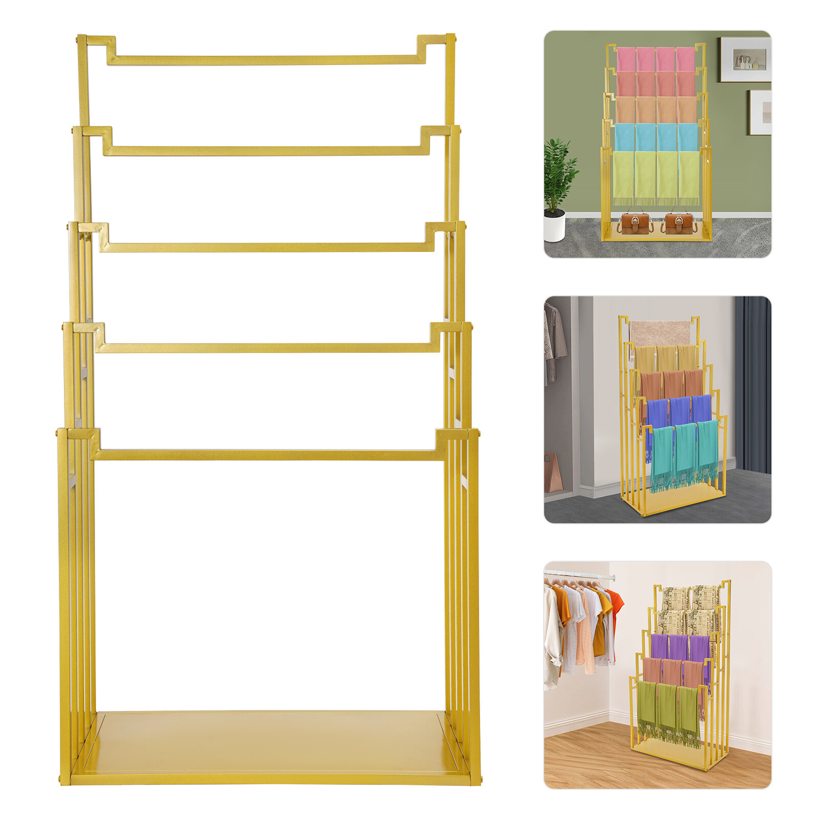 Freestanding Scarf Display Stand, 5-tier Metal Scarf Holder Organizer Indoor