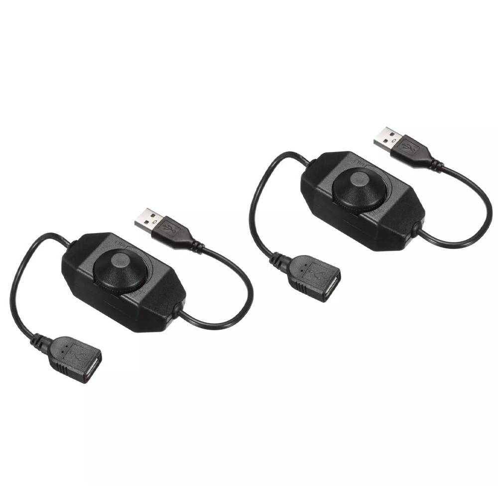 2pcs 5V USB PWM Rotary Inline Dimmer Switch for LED Strips Lights Black New