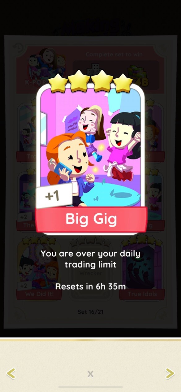 4⭐️ Big Gig Set 16 Monopoly Go! Sticker