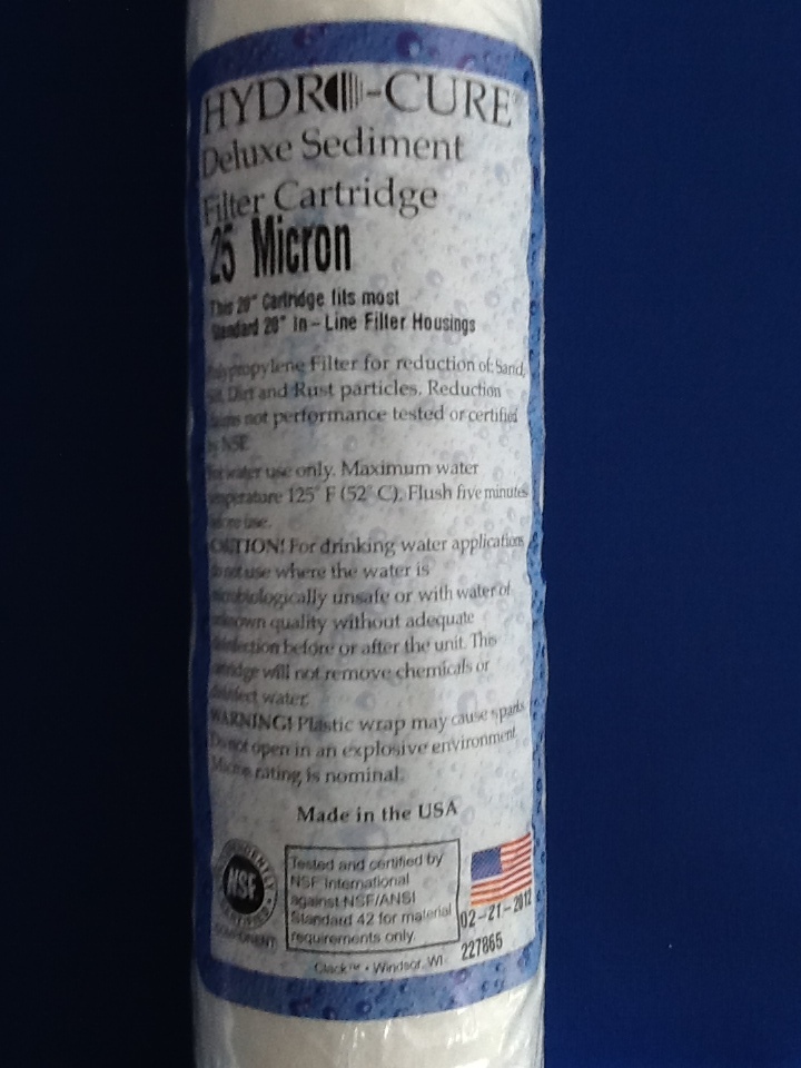 HYDRO CURE DELUXE 25 MICRON 20"x2.5" SEDIMENT FILTER - 9 FILTERS