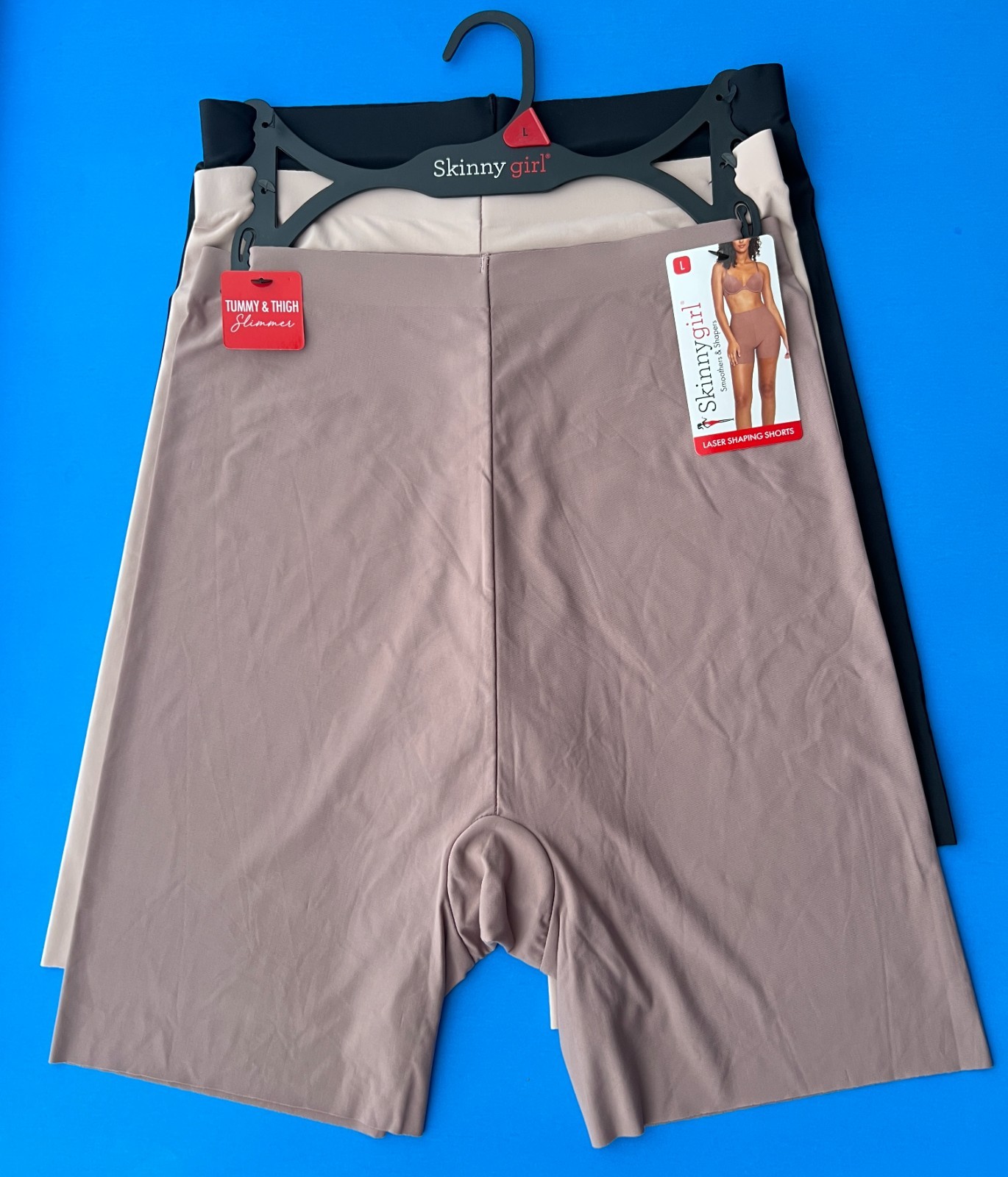 Skinnygirl 3 pk SG7131 Sz L Laser Shaping Shorts High Waist Tummy Thigh Slimmer