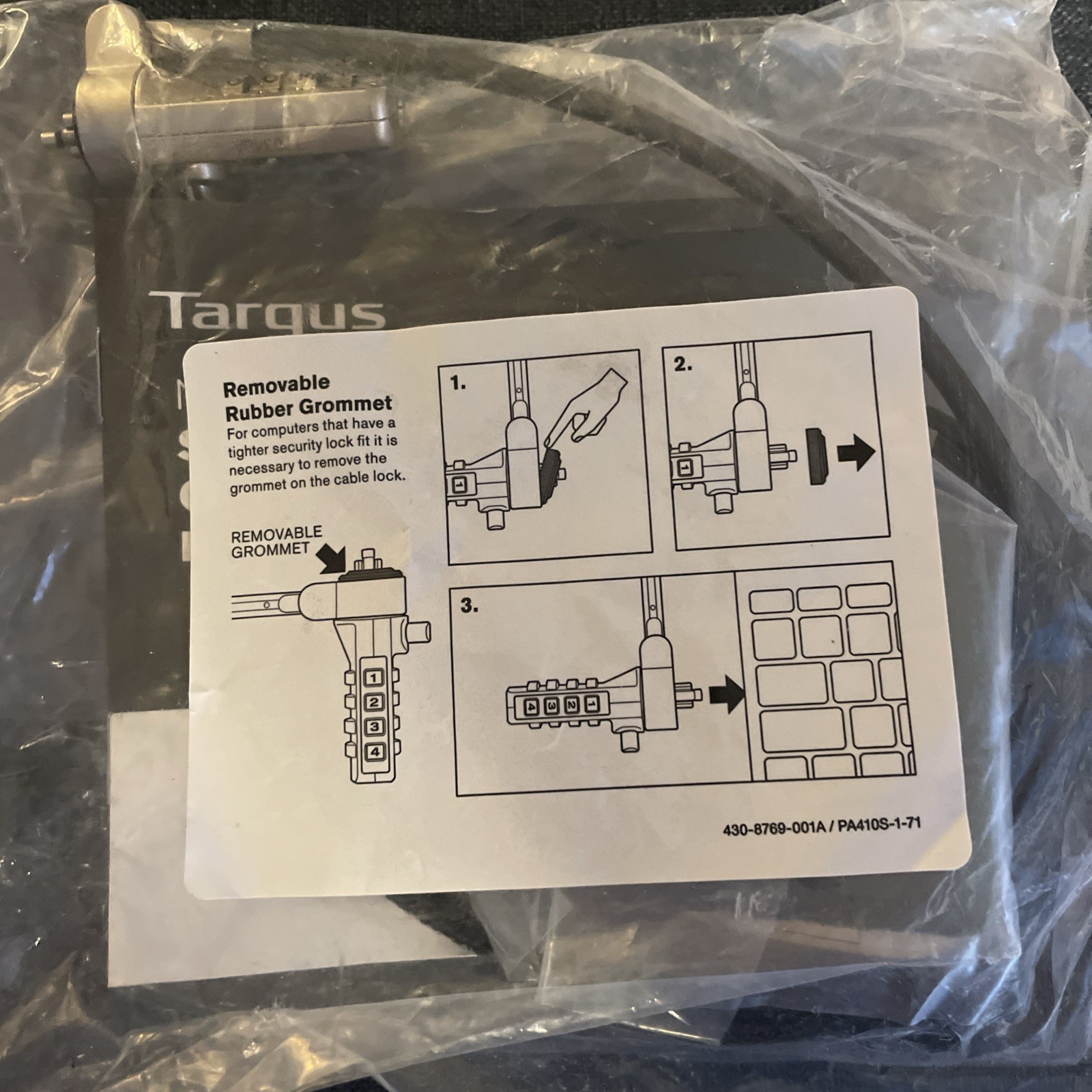 Targus PA410S-1 Defcon Notebook Security T-Lock Serialized Combo Cable Lock