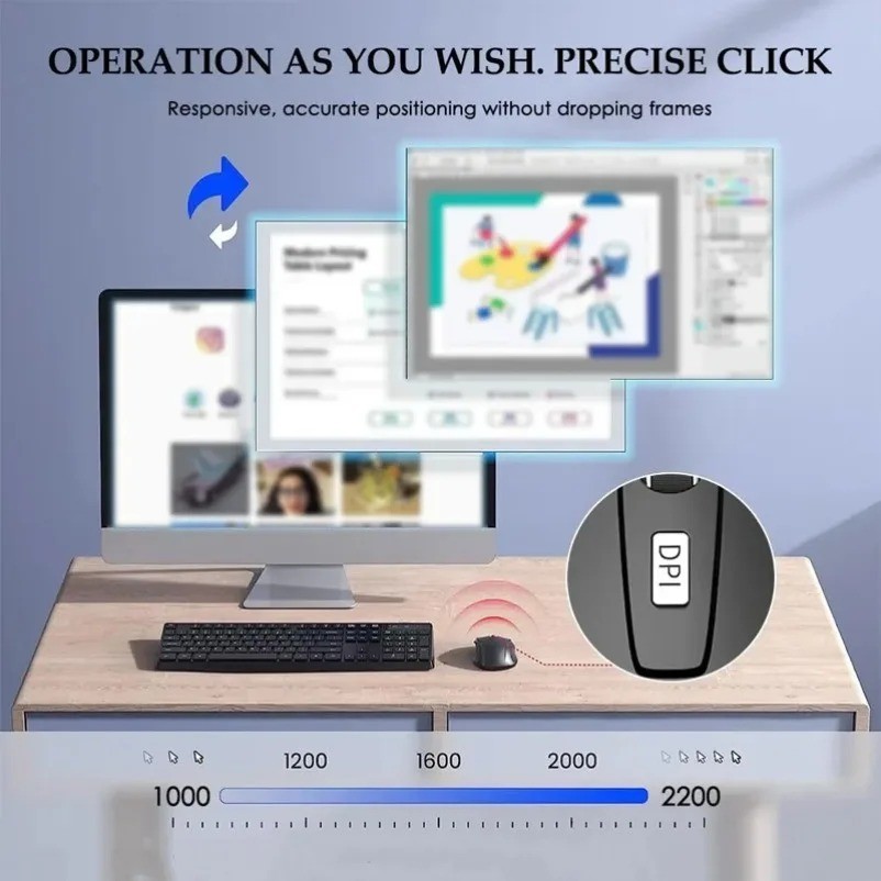 2.4G Wireless Mouse 6D Optical Slim Mini Silent Mouse for PC Laptop 1 Pc
