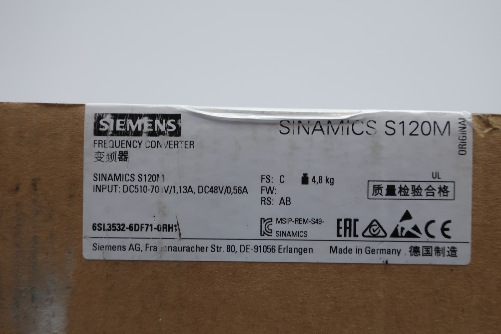 Siemens 6SL3532-6DF71-0RH1 Frequency Converter