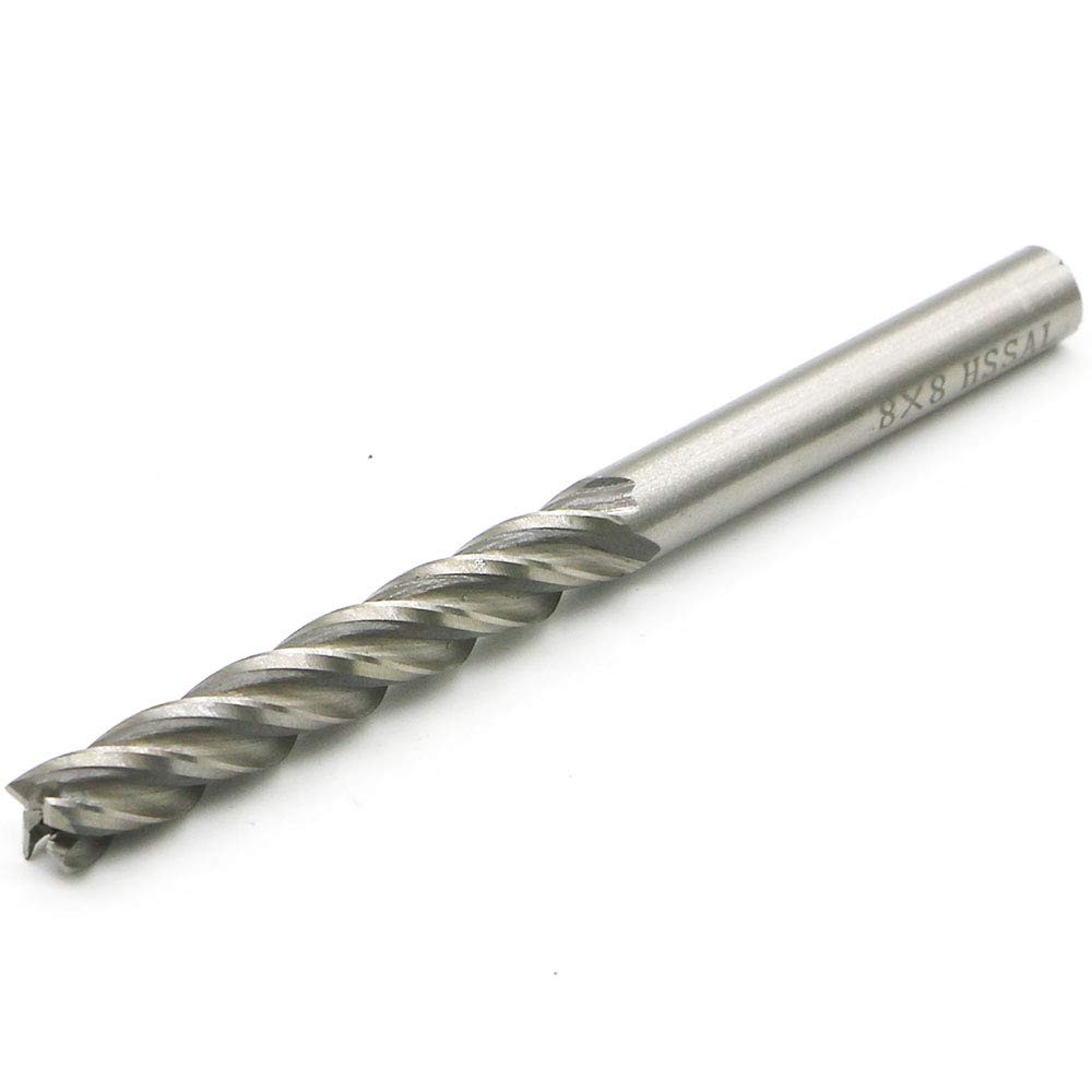5/16" HSS End Mill 8mm Cutting Dia 8MM Shank Extra Long 8*8*50*100mm