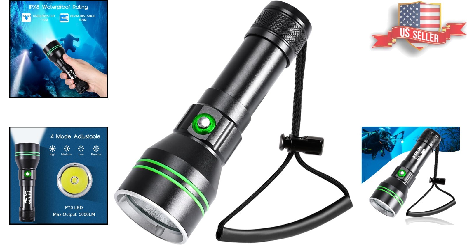 5000 Lumen Scuba Diving Flashlight - Waterproof Dive Torch for Night Adventures