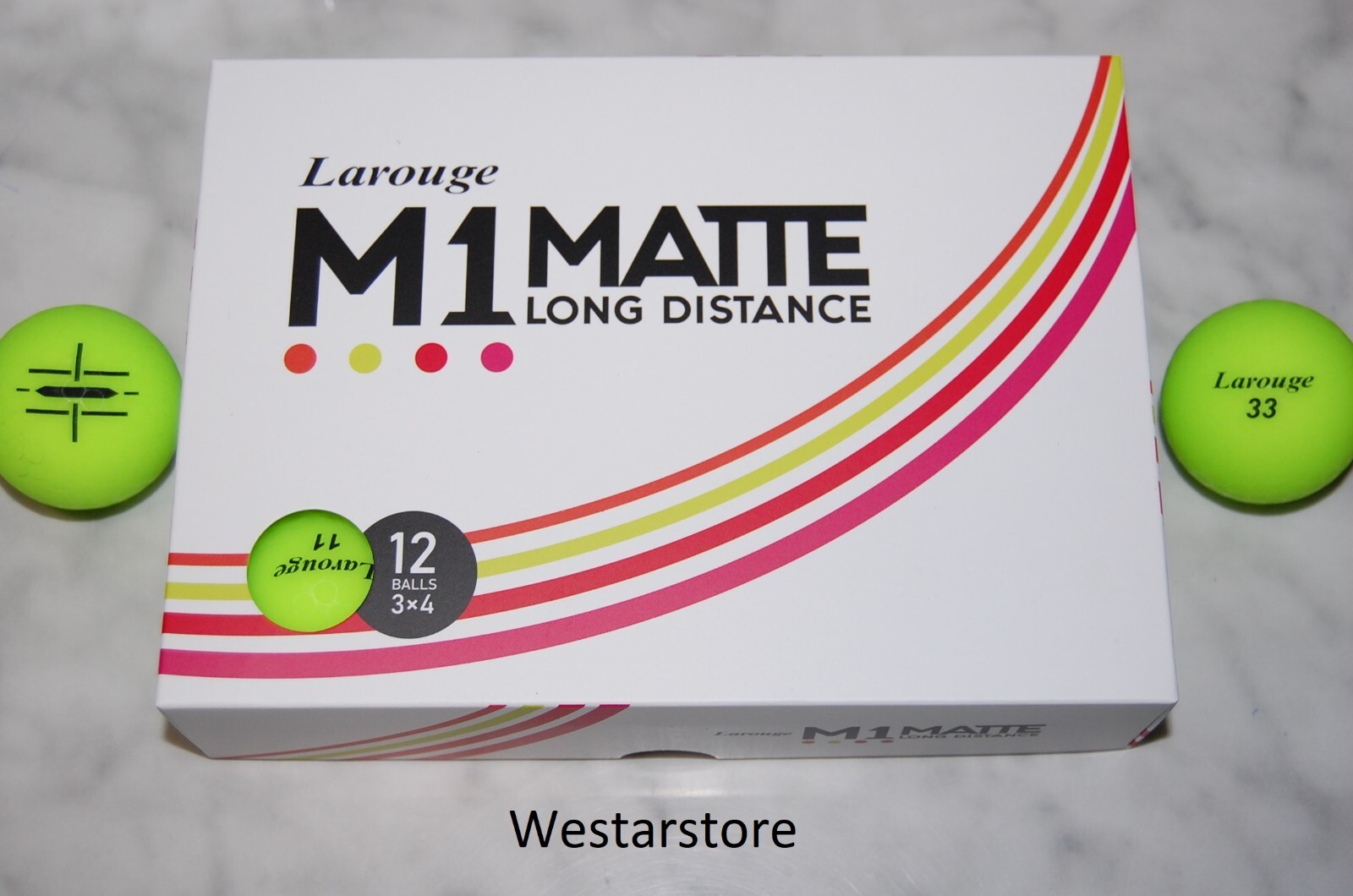 LAROUGE M1  Long Distance  1 DOZEN Lime Yellow Matte GOLF BALLS Japan  Free Tees
