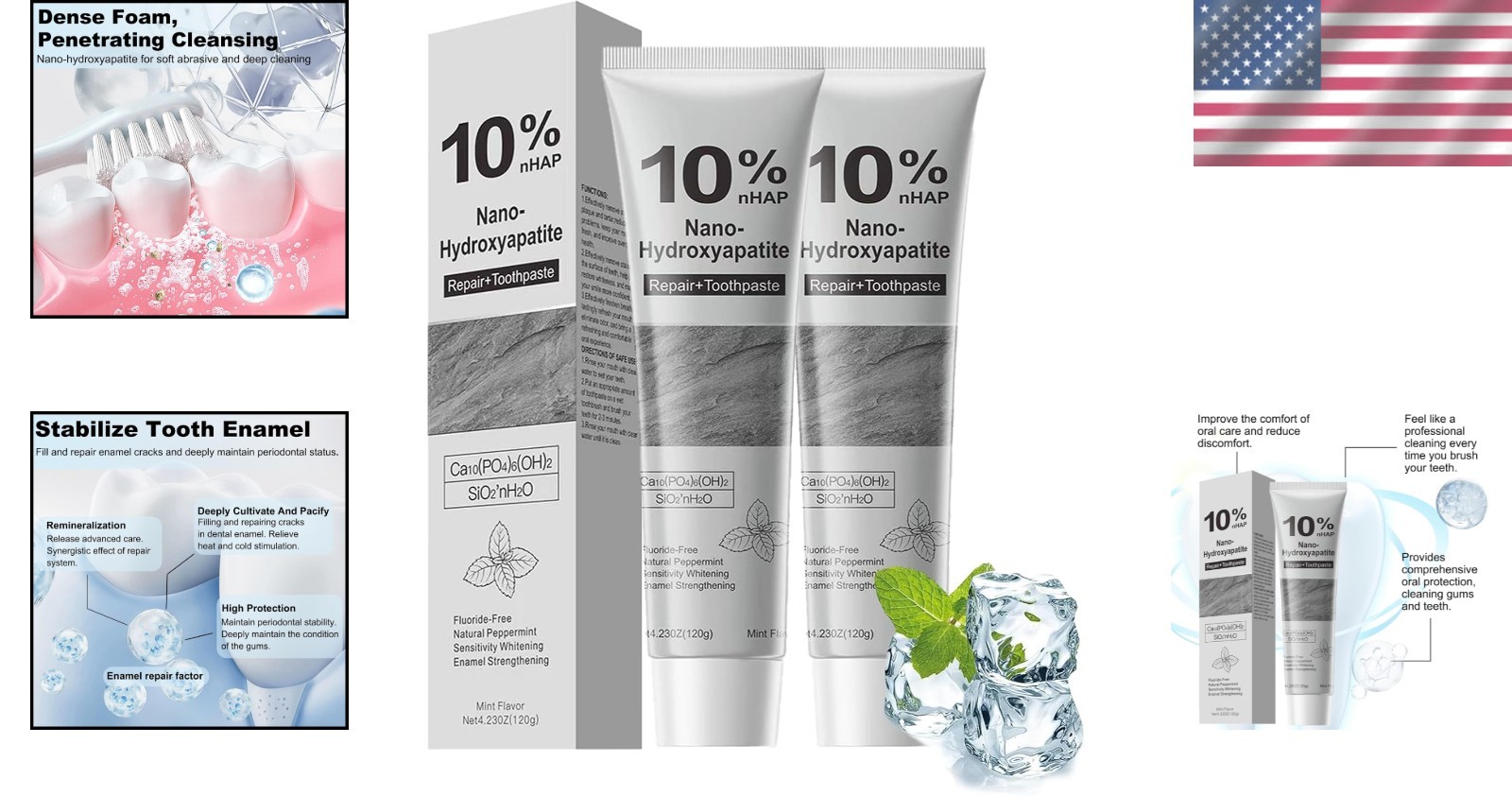 Gentle Mint Hydroxyapatite Toothpaste for Sensitive Teeth - 10% Formula, 8.46oz