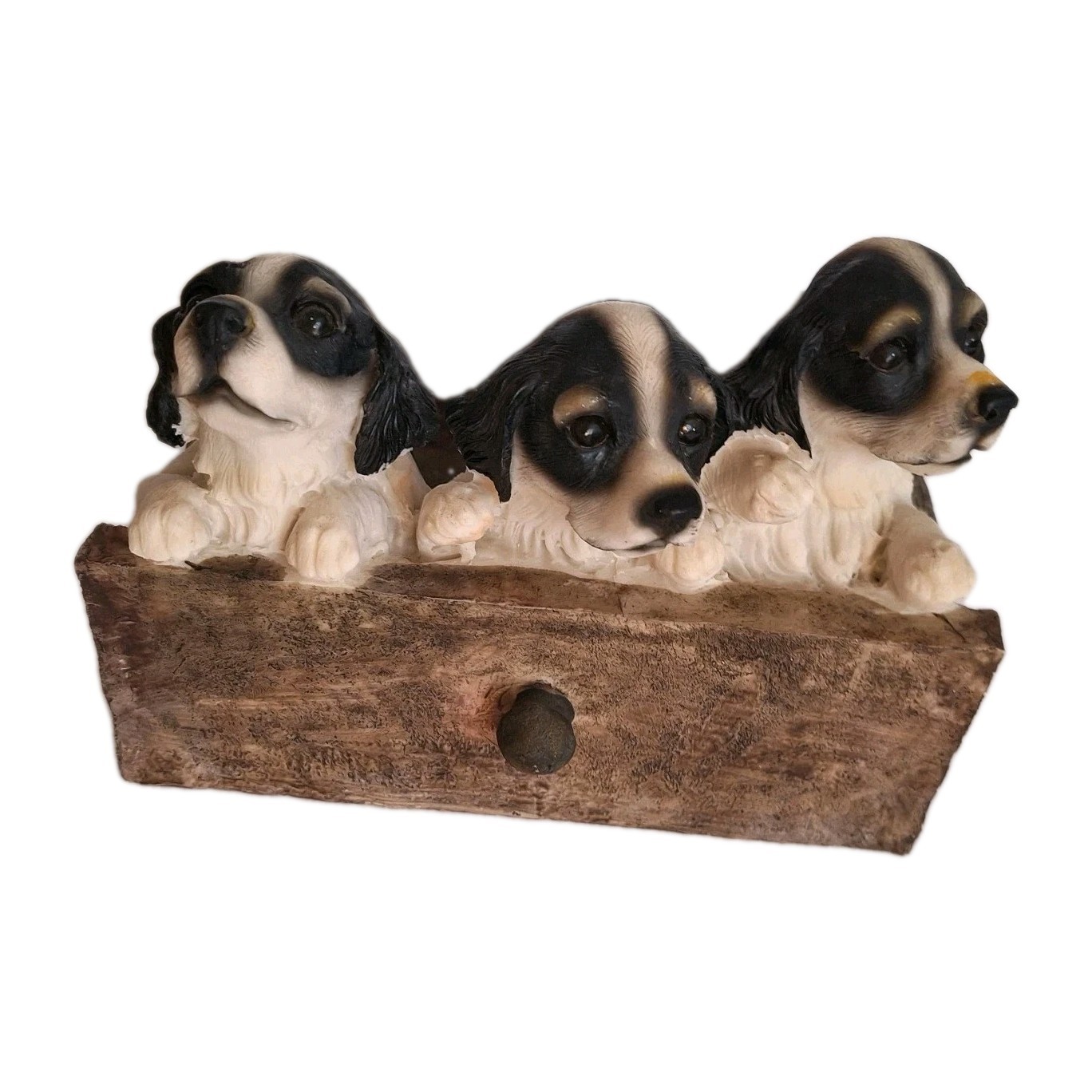 King Cavalier Spaniel Puppies Planter In A Drawer 7" x 5.75" Resin