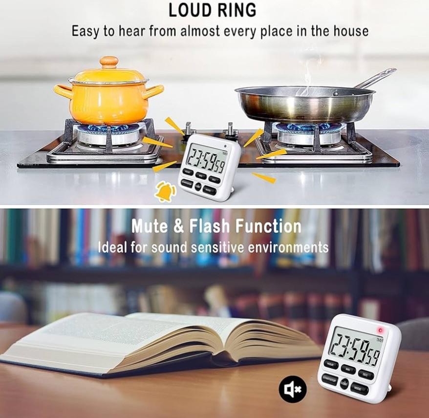 Ktkudy digital kitchen timer With 24 Hour Clock And alarm