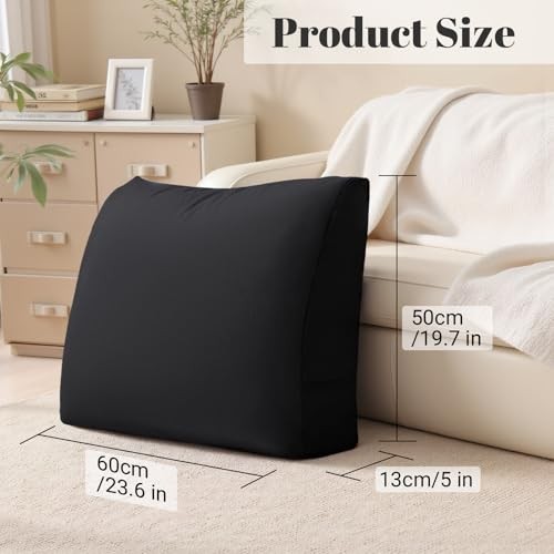 Back Support Pillow for Couch – Bed Rest Back Pillow with Removable Black