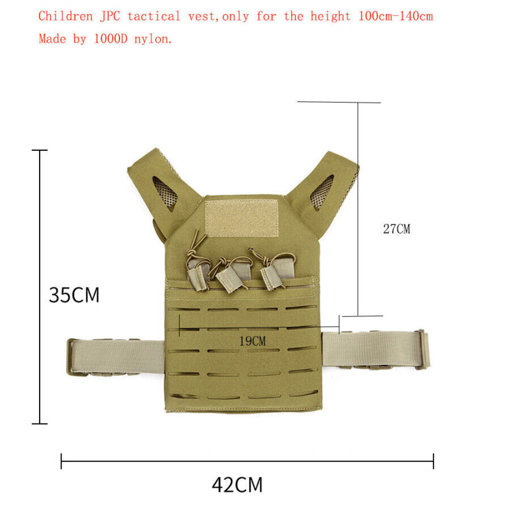 Children Outdoor JPC Tactical Vest Assault Plate Carrier Kids CS Training Vest