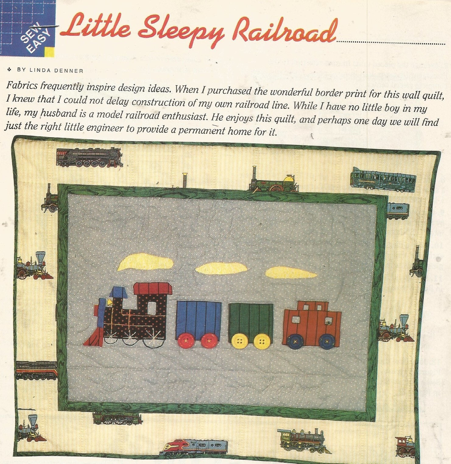 C0419 LITTLE SLEEPY RAILROAD WALLHANGING QUILT PATTERN/INSTRUCTIONS