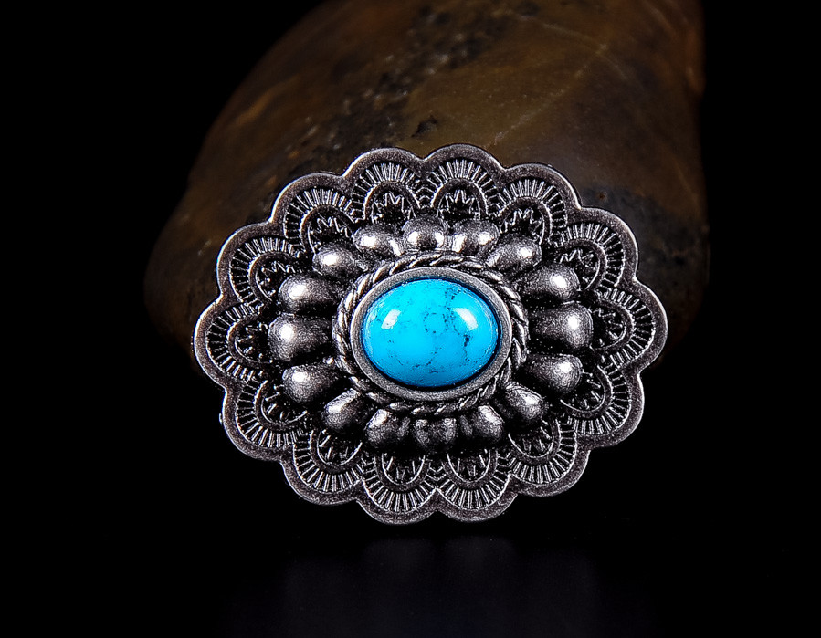 10PCs 35*28MM Antique Silver Turquoise Floral Leathercraft Horse Saddles Conchos