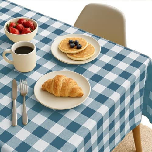 Buffalo Check Tablecloth, 100% Cotton, 60x84 Inches, Rustic Farmhouse Dining