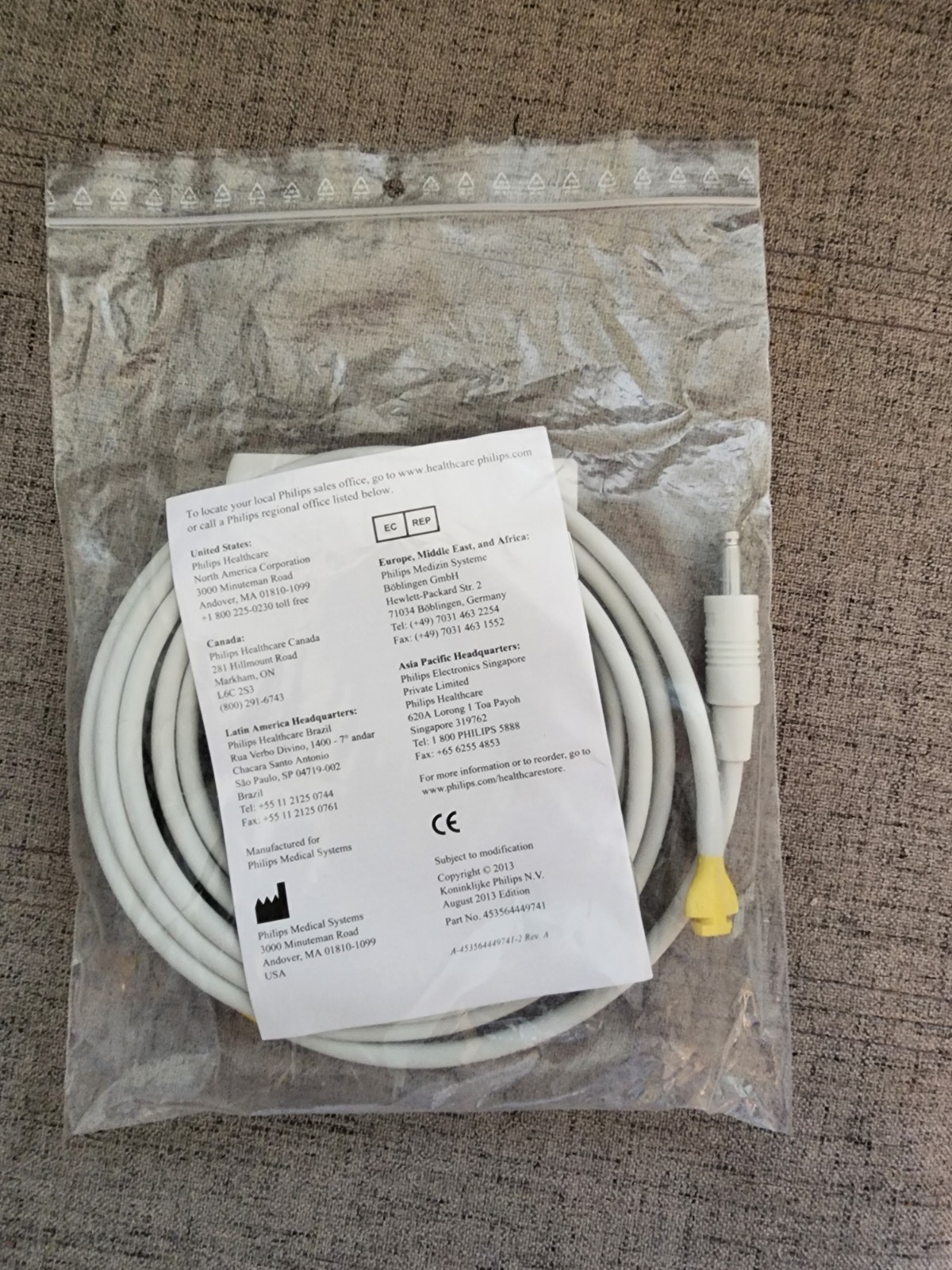 5 Individually Wrapped Philips Adult NIBP BP Air Hose 3.0m 989803166861 (NEW)