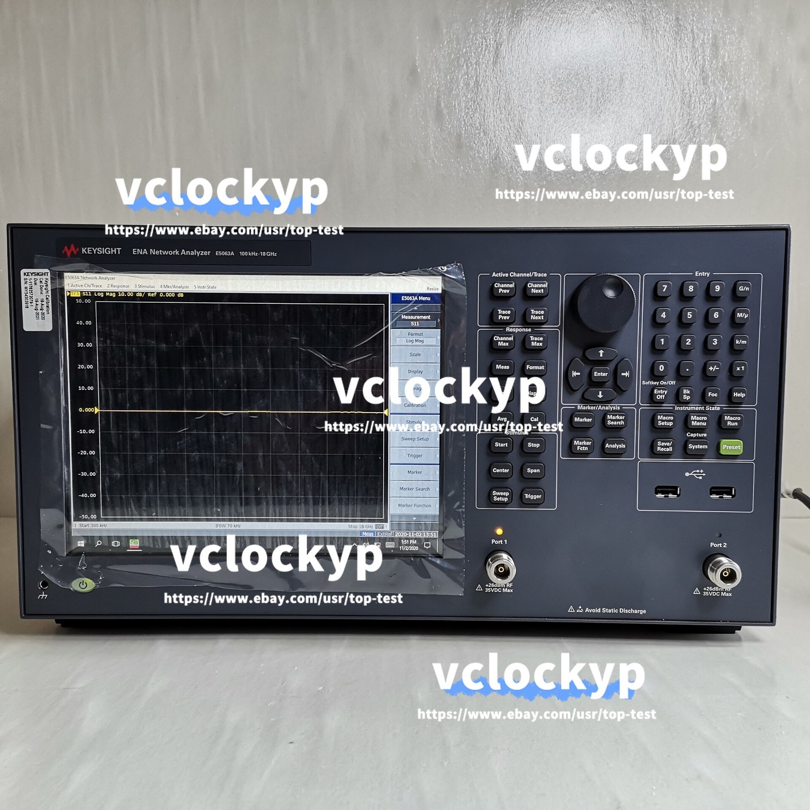 Keysight/Agilent E5063A ENA Vector Network Analyzer, 2-Port, 300 kHz-8.5 GHz W10