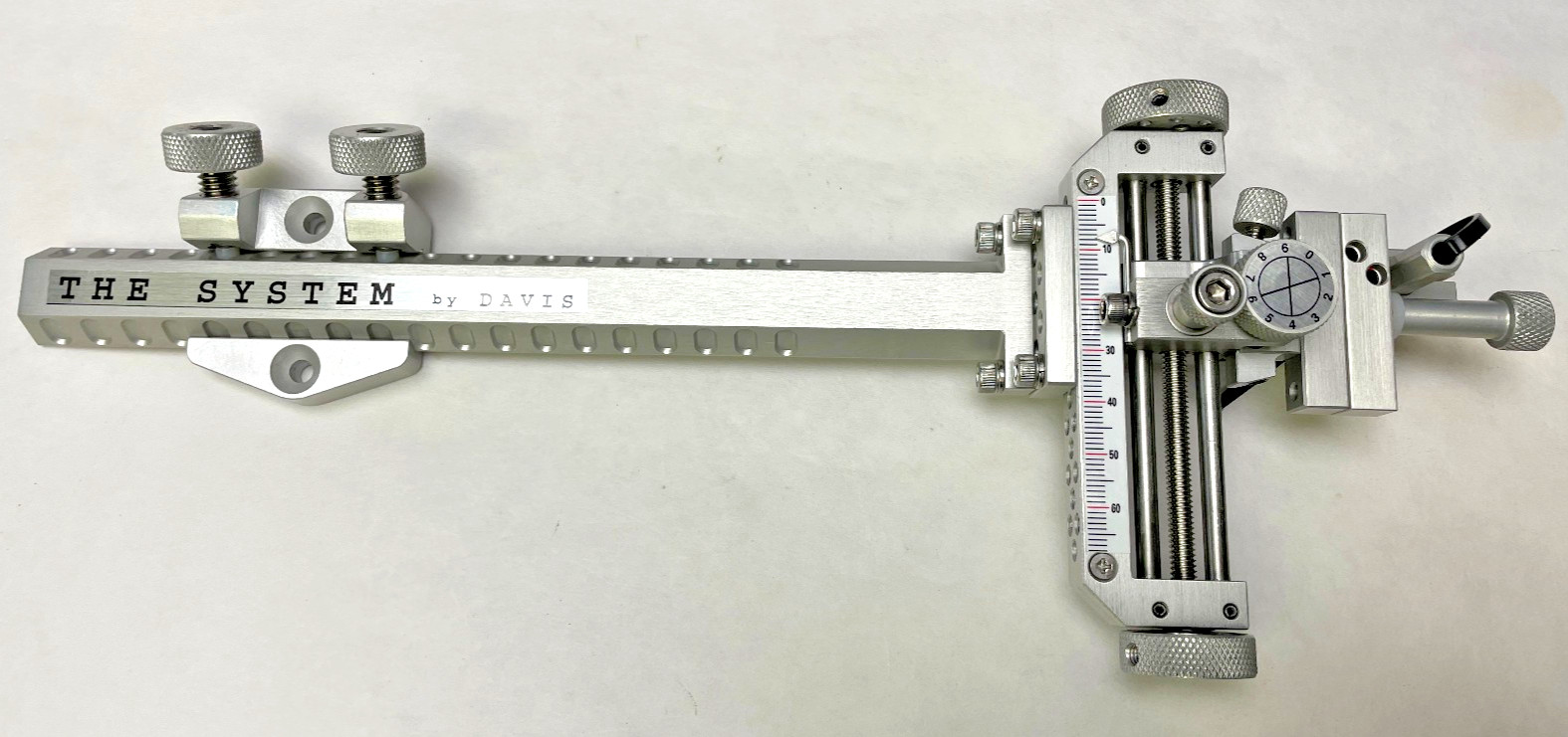 4" DAVIS TARGET SIGHT- Double knob mount-8.5" Ext -Silver/Silver knobs-(15% OFF)