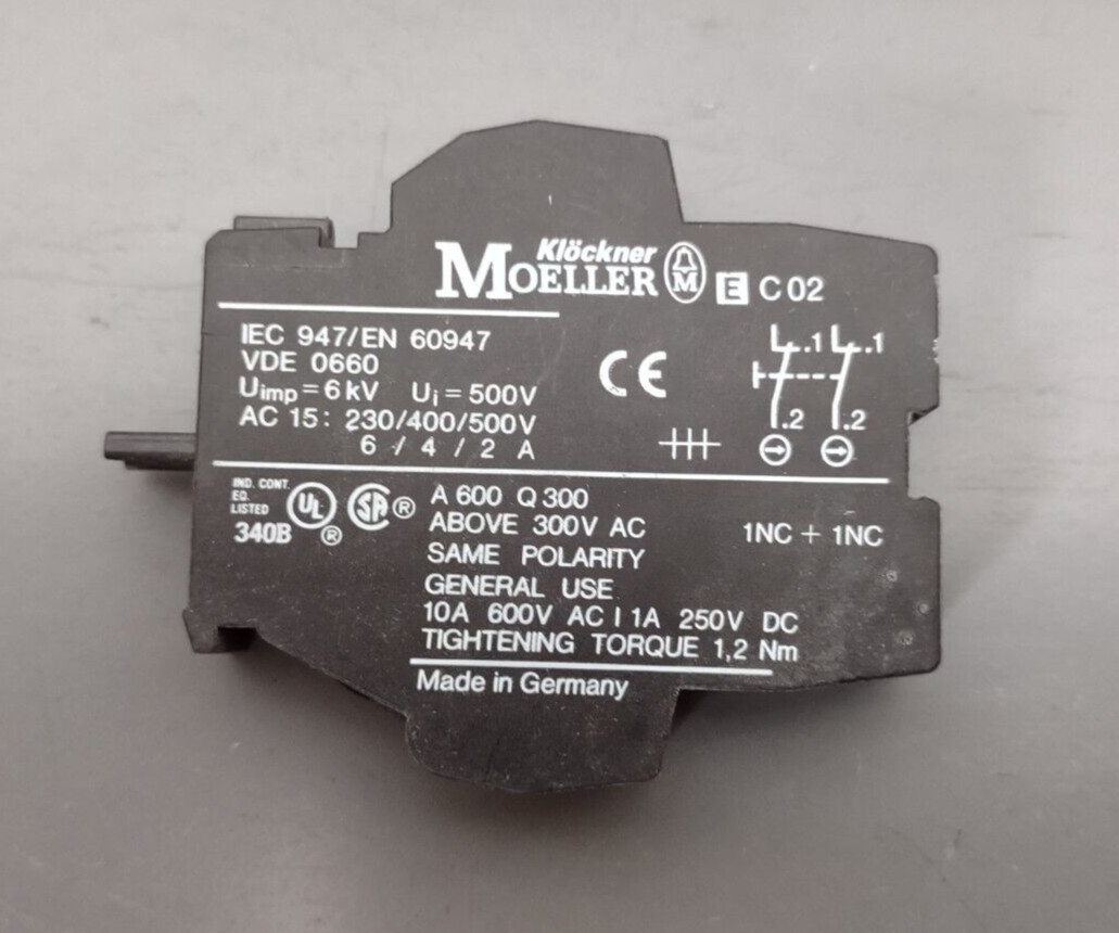 Moeller EC02 Auxiliary Contact ,2NC