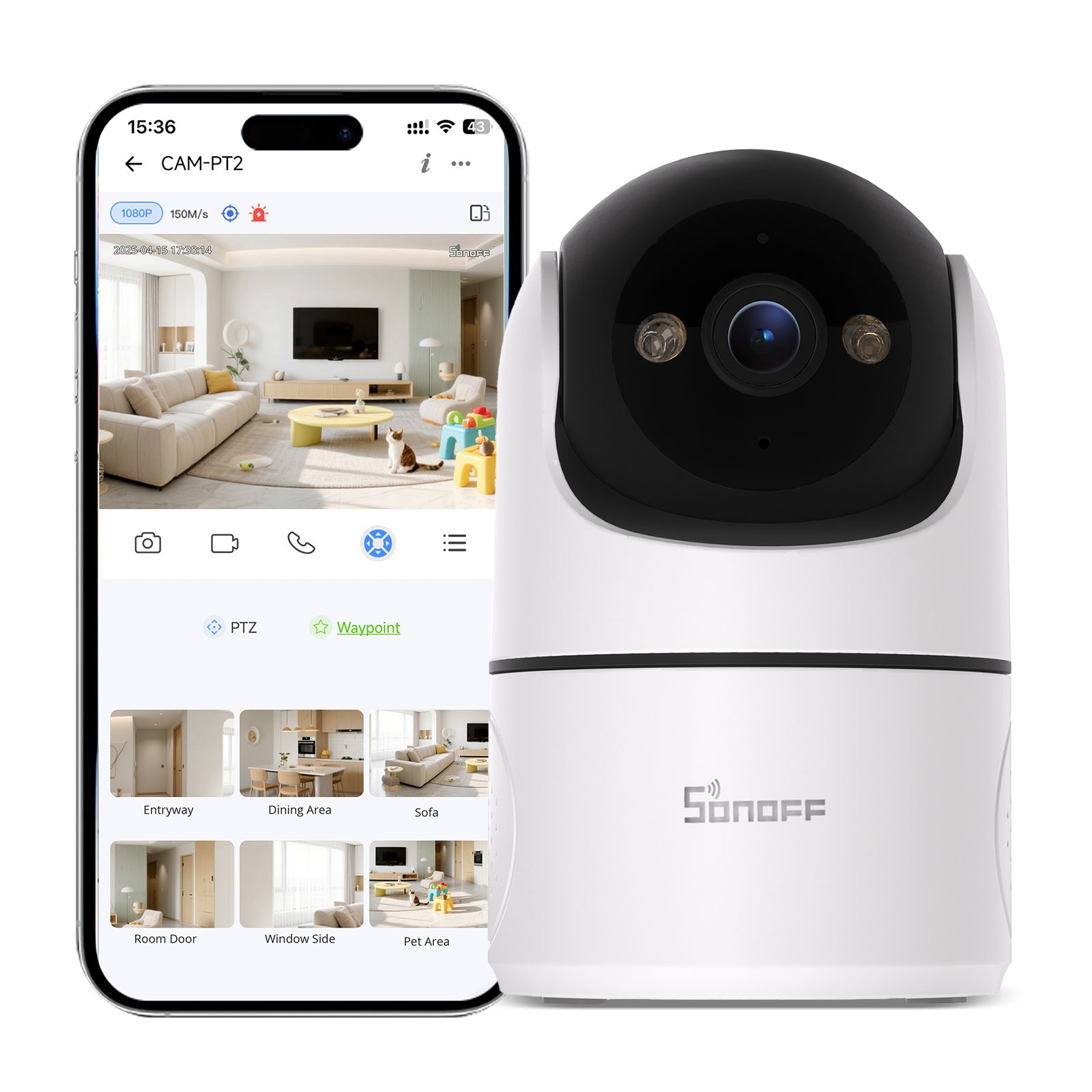 SONOFF IP WiFi Smart Indoor Home Security Camera 360° Panoramic Human Detection